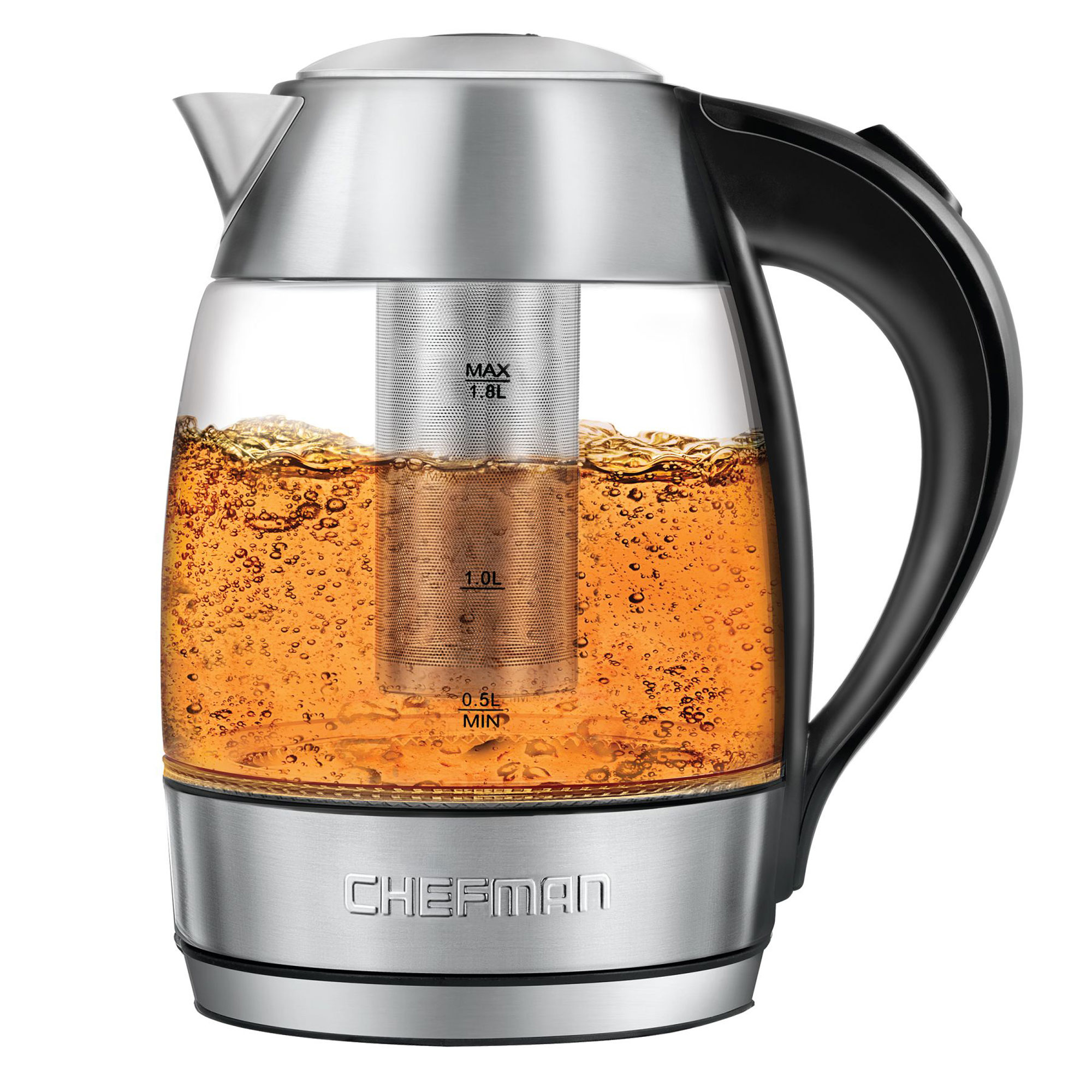 Chefman 1.8L Glass Electric Tea Kettle with Removable Tea Infuser