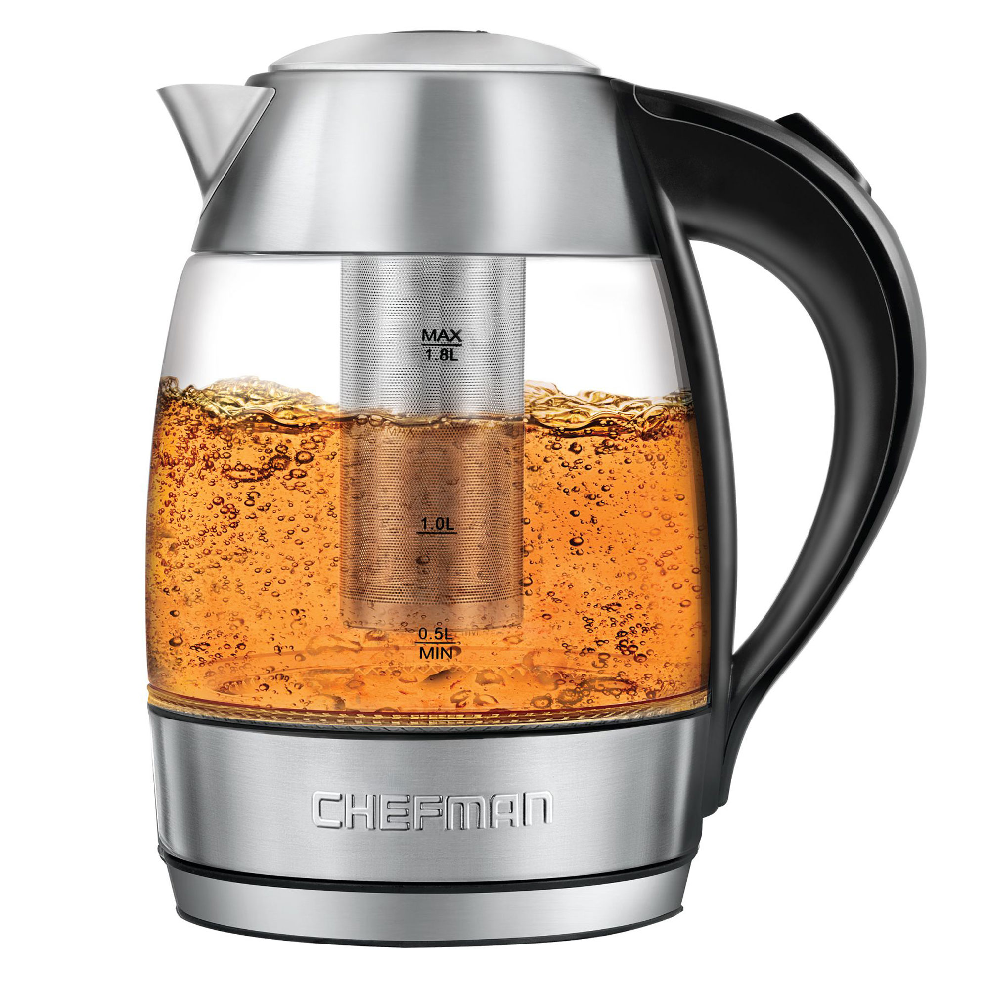 Chefman 1.8 Liter Glass Electric Tea Kettle with Removable Tea Infuser