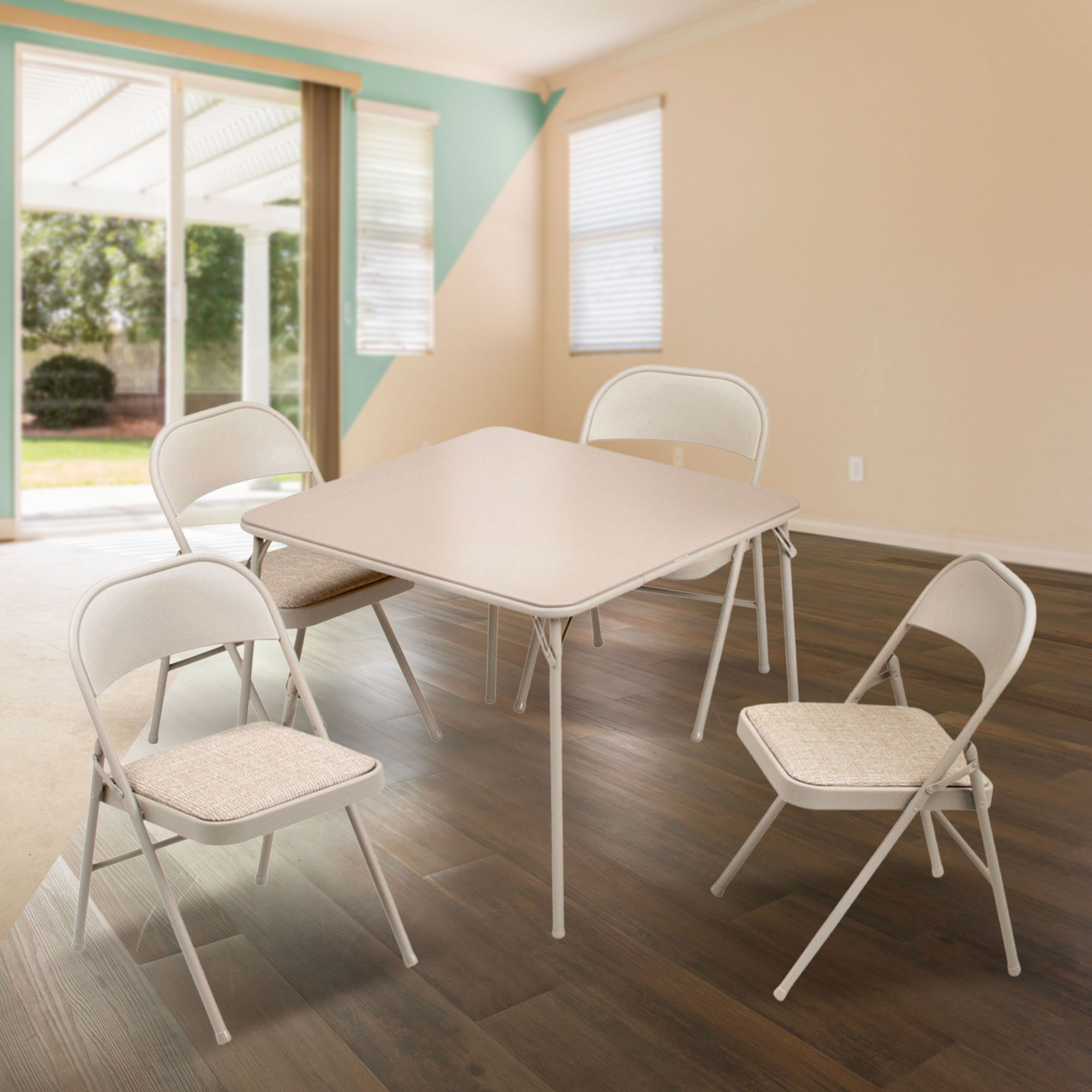 MECO Sudden Comfort 5 Piece 34x34 Card Table and 4 Chairs Folding