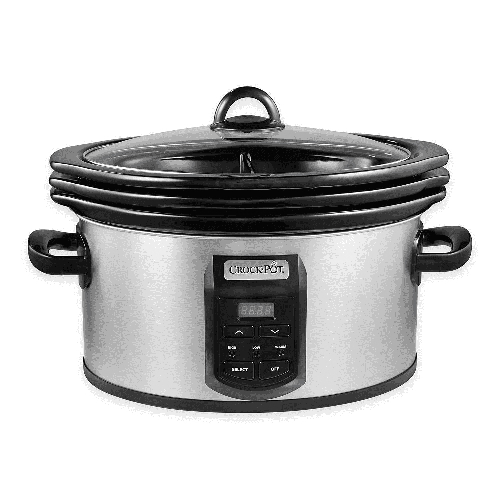 Crock-Pot Programmable Food Slow Cooker with 3 Stoneware Sizes (Damaged Crock-pot Scr300-ss Slow Cooker - 3 Qt - Stainless Steel