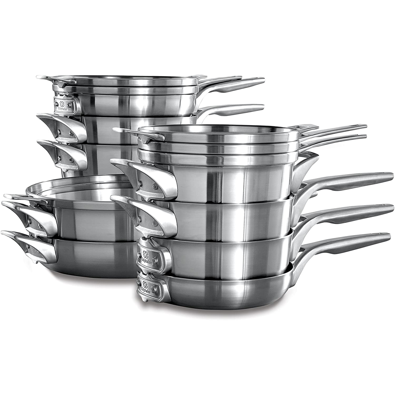 Calphalon Premier Space Saving Stainless Steel 15 Piece Cookware Set