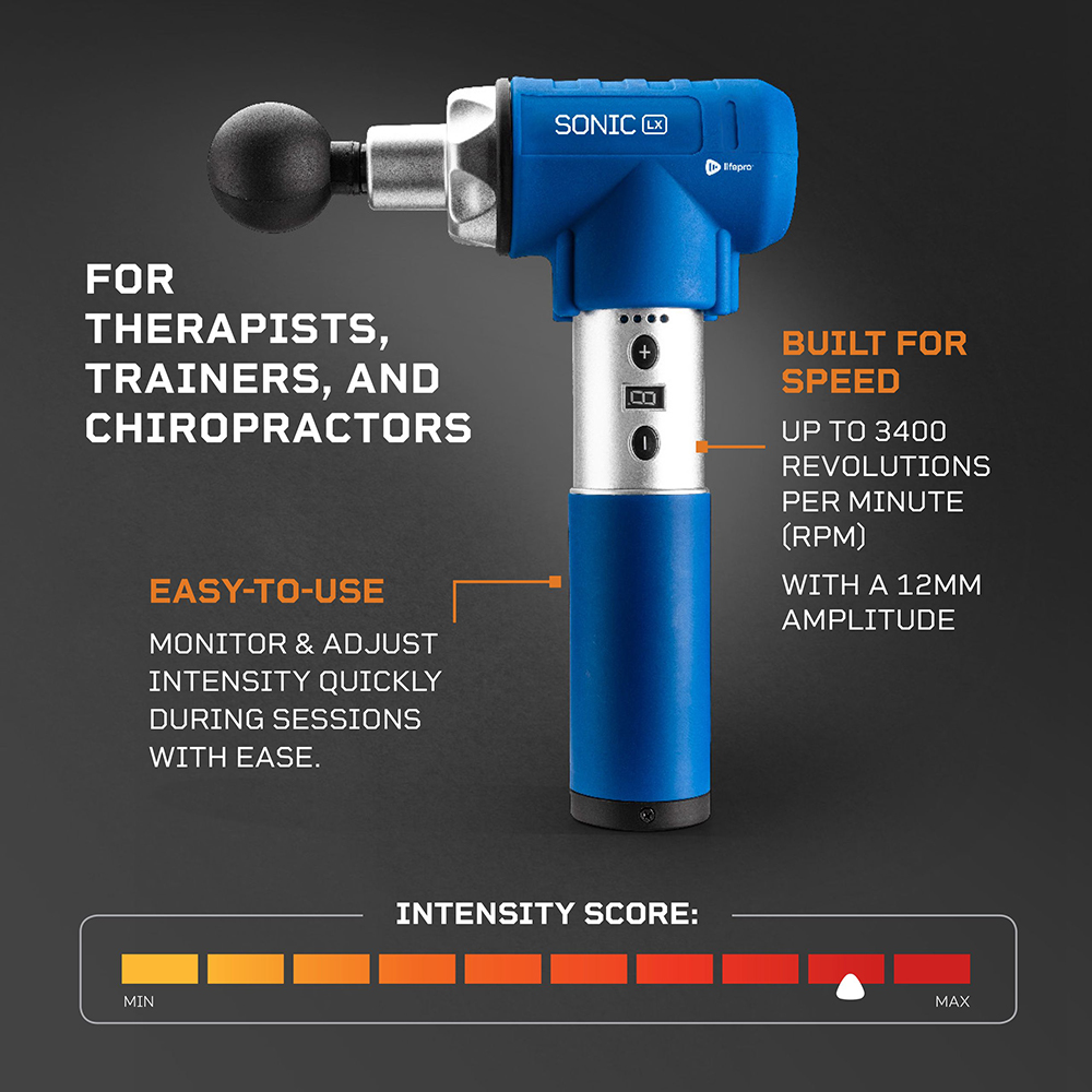 Lifepro LPSNCLXBLU Sonic LX Professional Percussion Massage Gun w/ 7