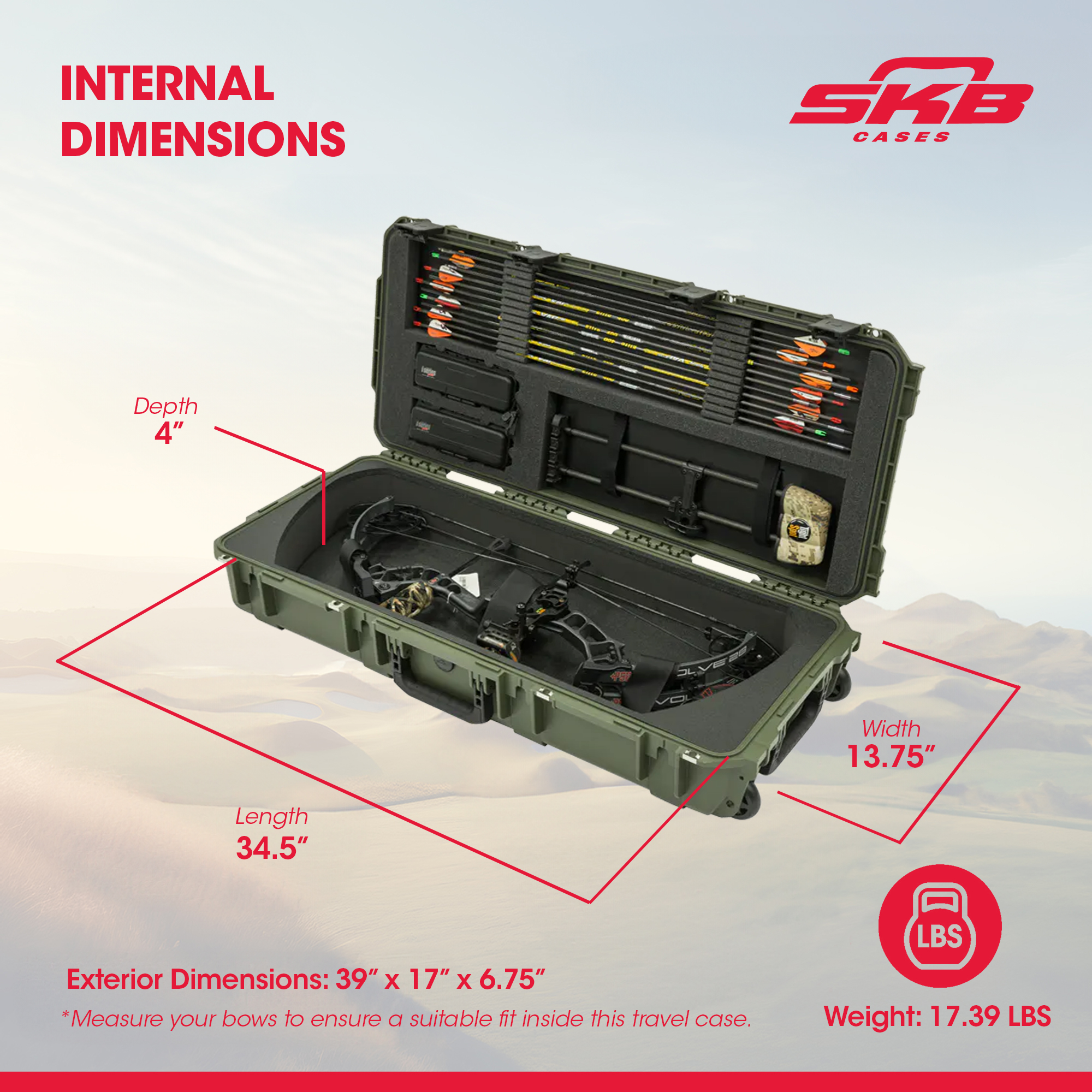 SKB Cases 3614 Hard Plastic Exterior Parallel Limb Bow Crossbow