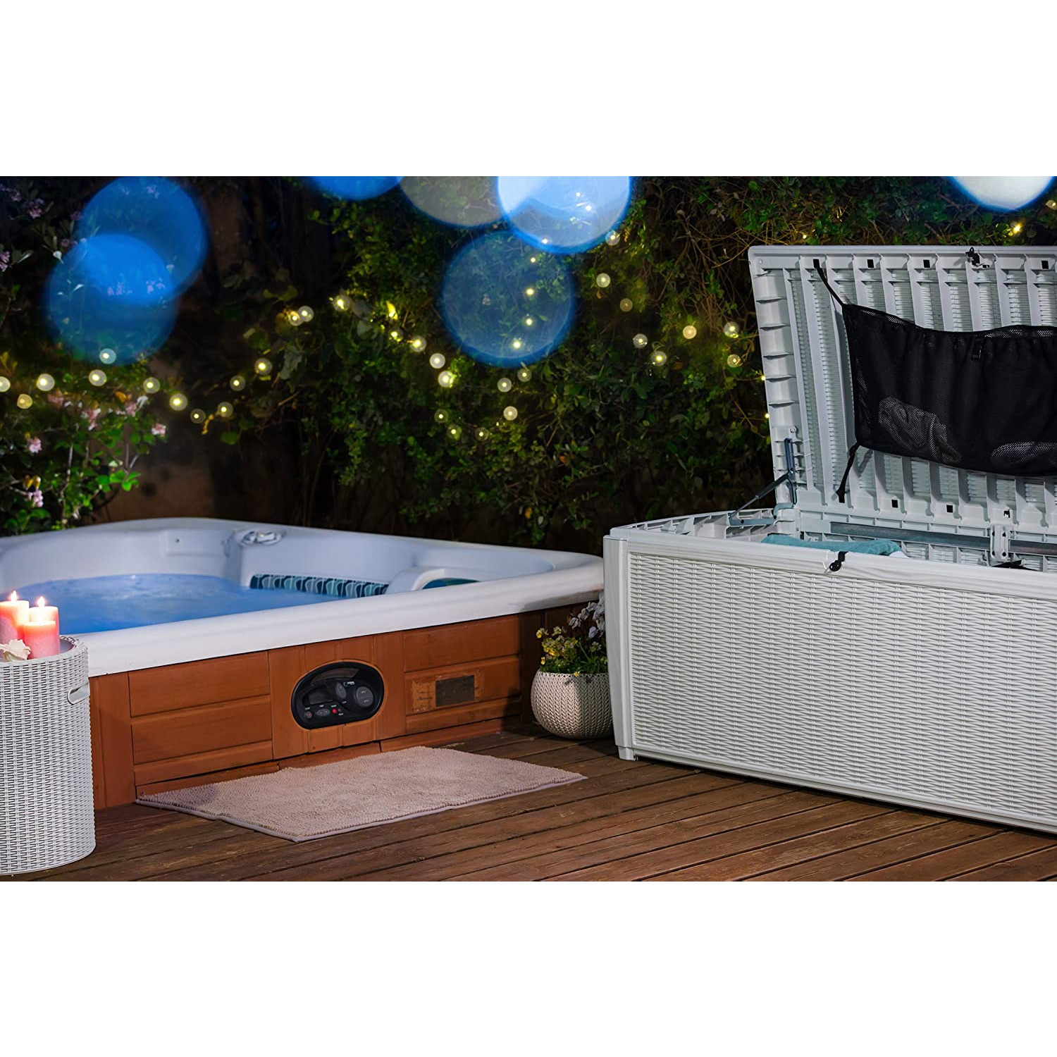 Keter 235178 Weatherproof Sumatra Large 135 Gallon Pool Storage Deck