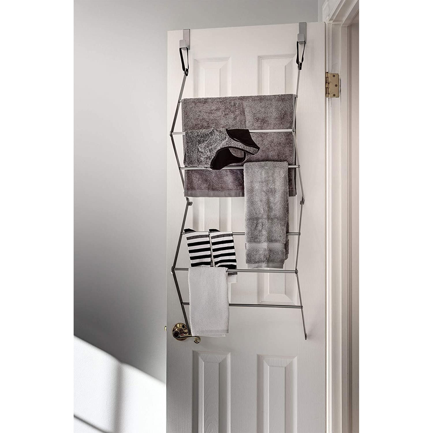 Homz Collapsible Over the Door Hooks Hanging Drying Clothing Closet
