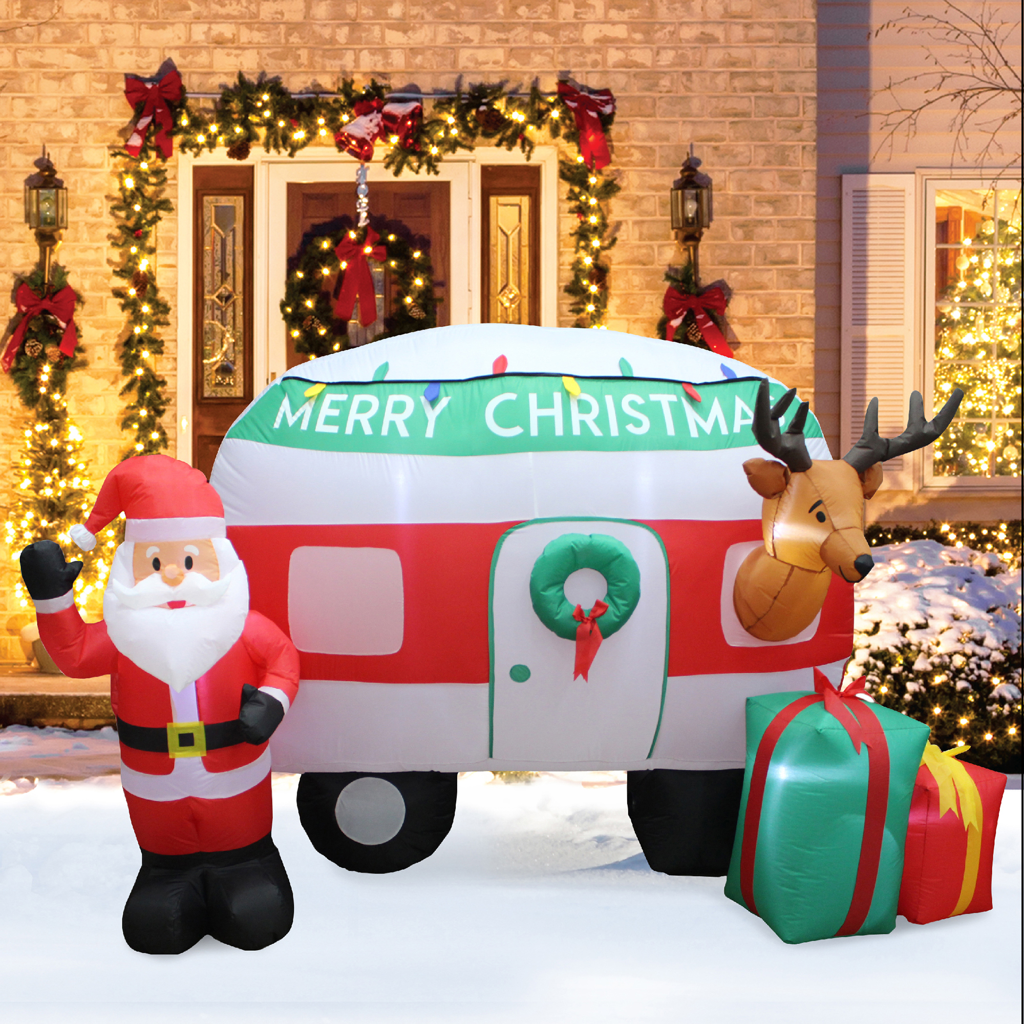 Seasonal Creations 8 Ft Wide Inflatable Christmas Camper Holiday Lawn