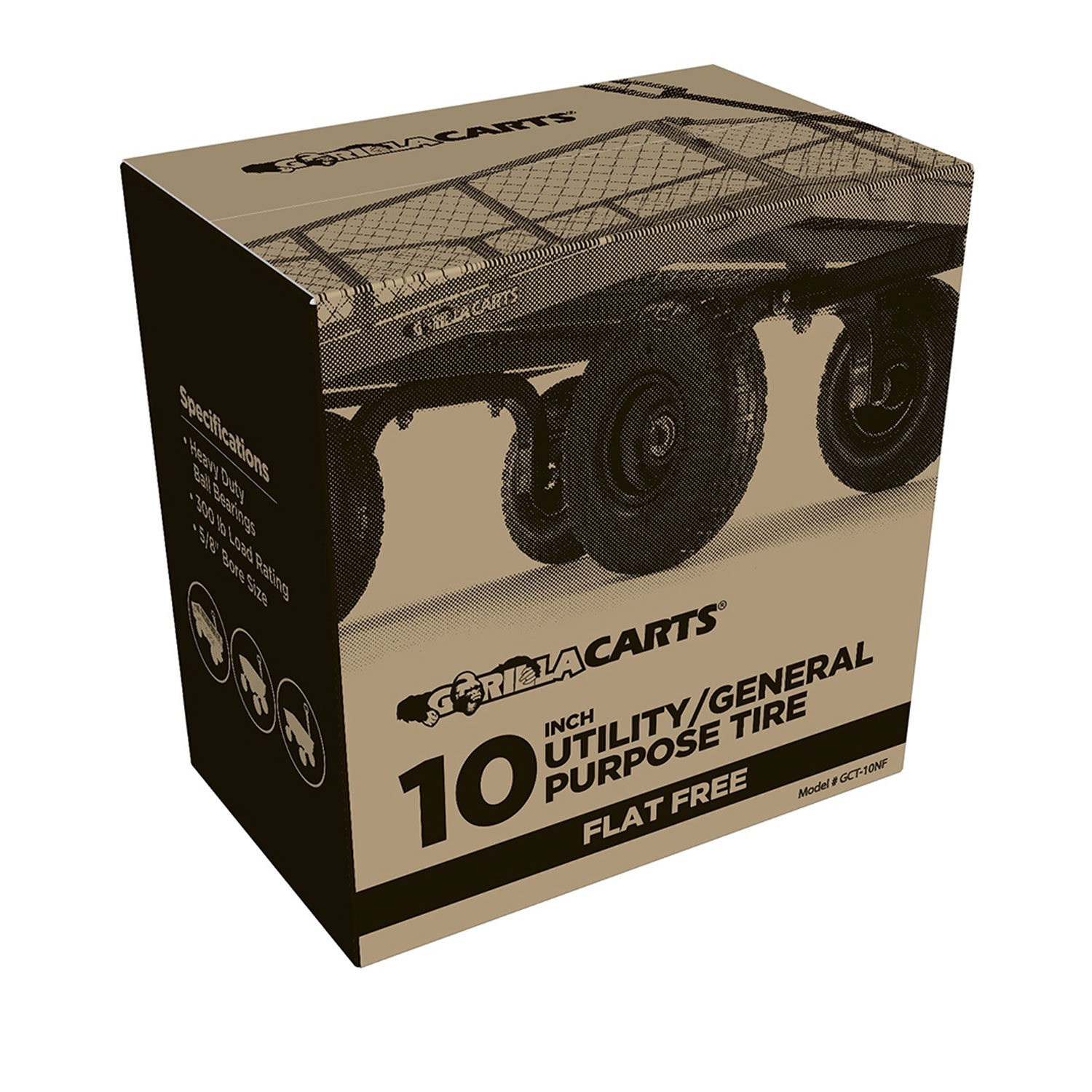 Gorilla Carts 10 Inch No Flat Replacement Tire Utility Cart, 2 Pack