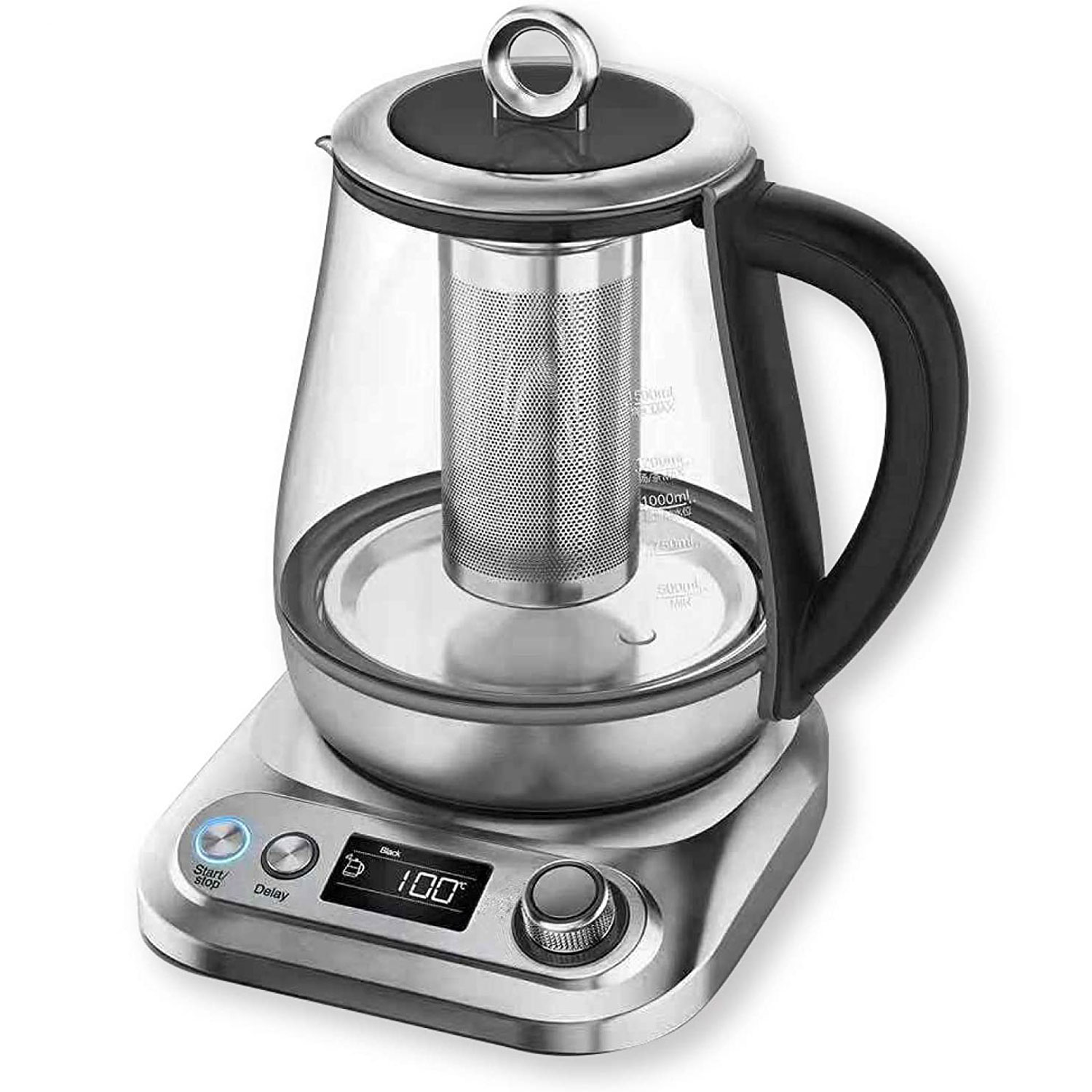 Chefman 1.5 Liter Stainless Steel Electric Glass Kettle Tea Infuser