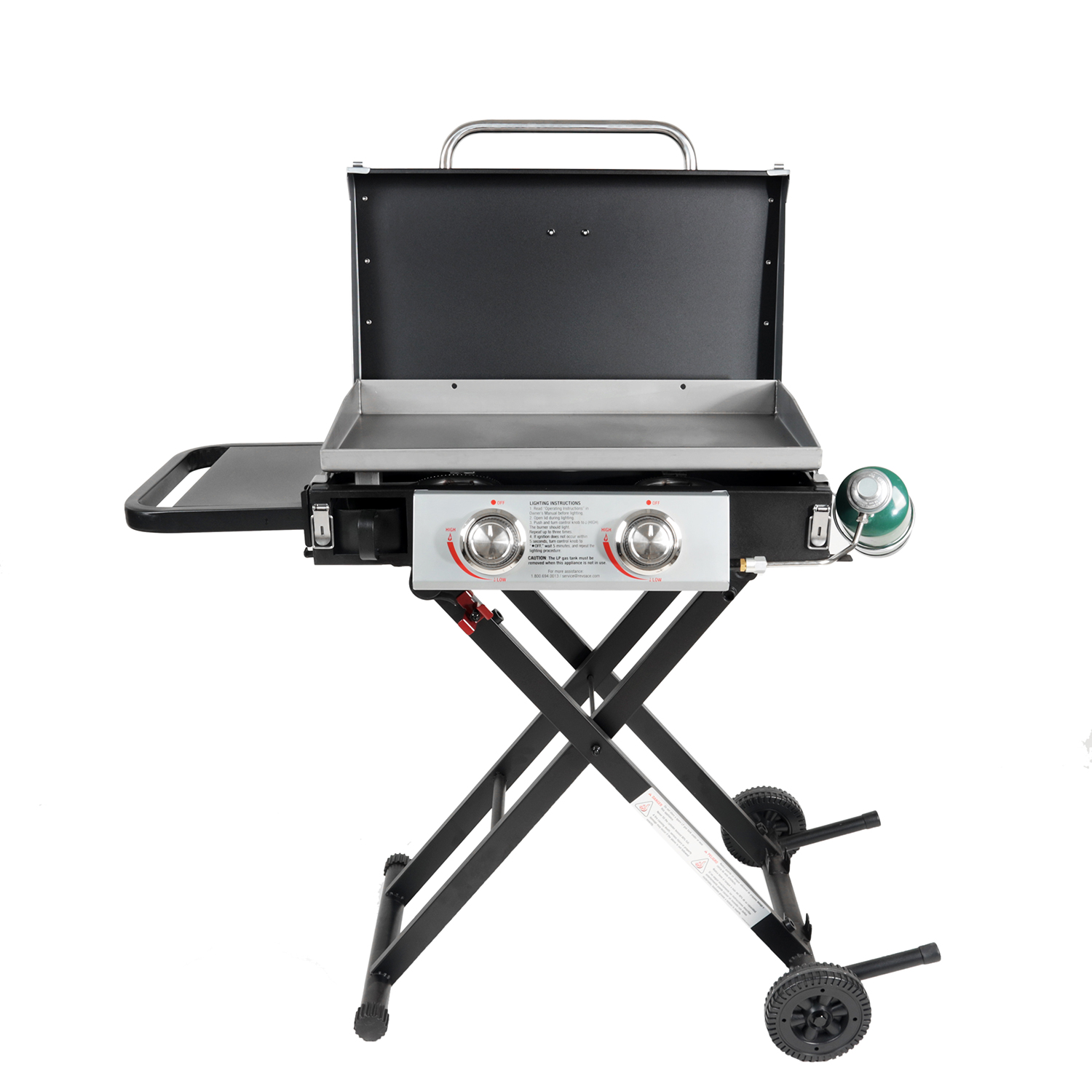 Razor Griddle 25 Inch 2 Burner LP Propane Gas w/ Folding Shelf, Steel