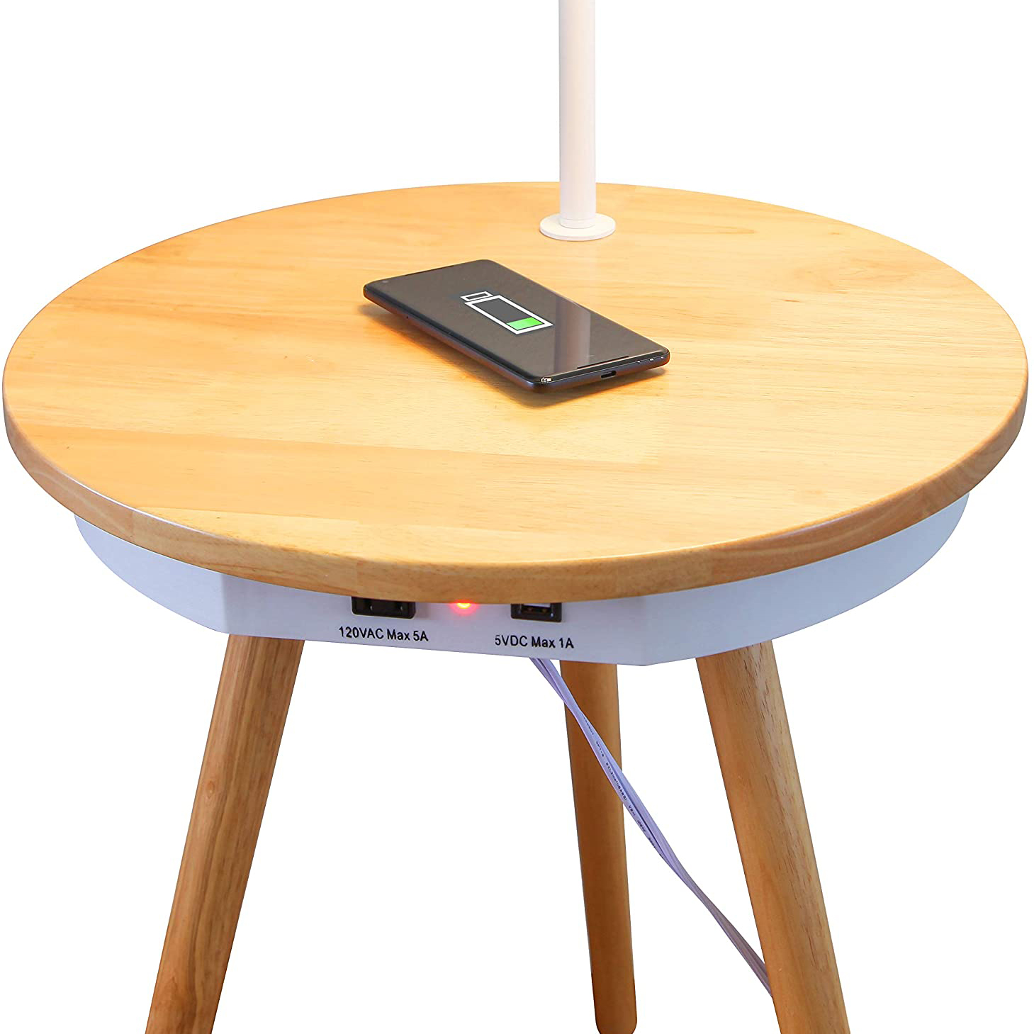 Brightech Owen Wireless Charging Station Bedside End Table w/Built In