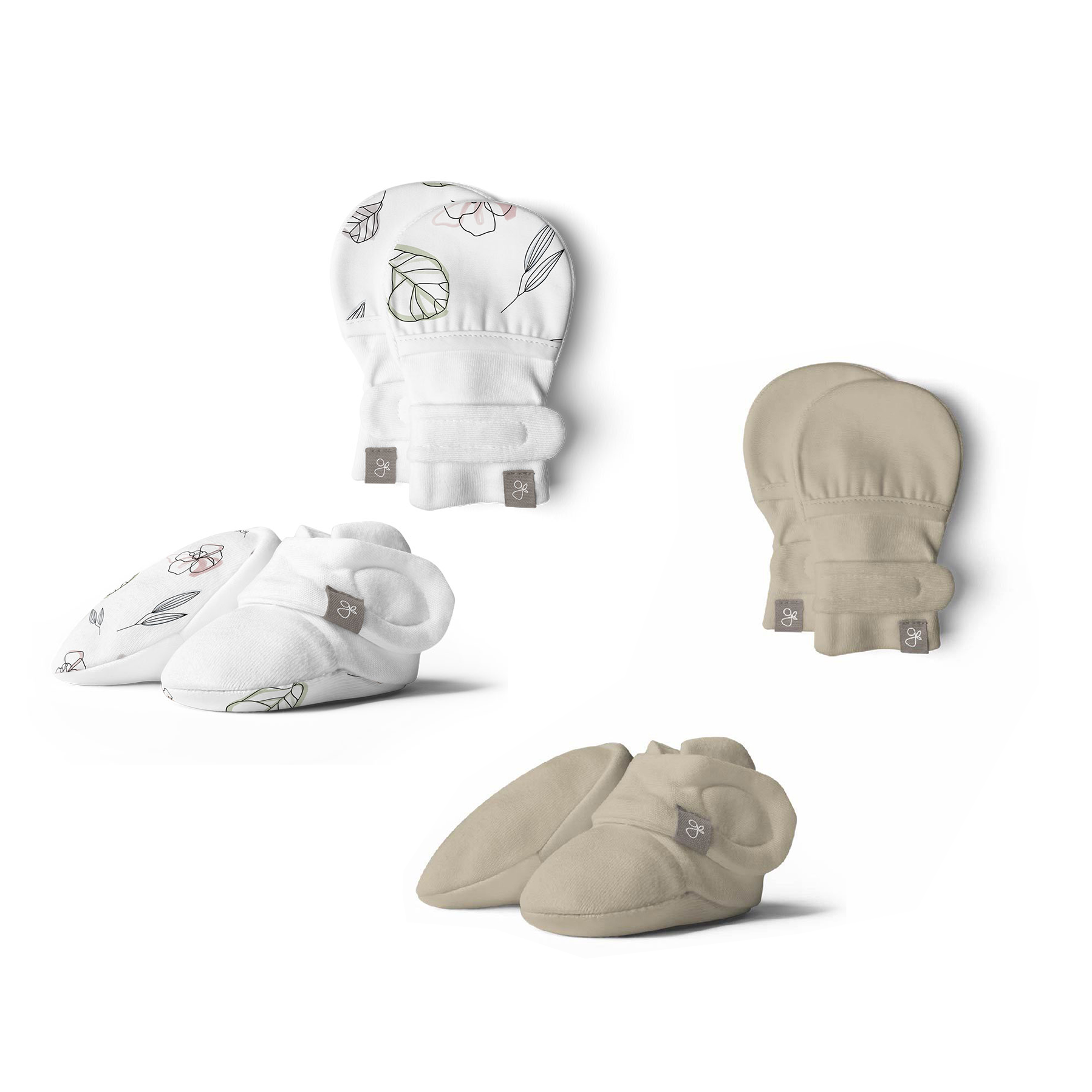 0-3 Months, Pewter Adjustable Soft /& Secure Baby Booties /& Mittens Bundle