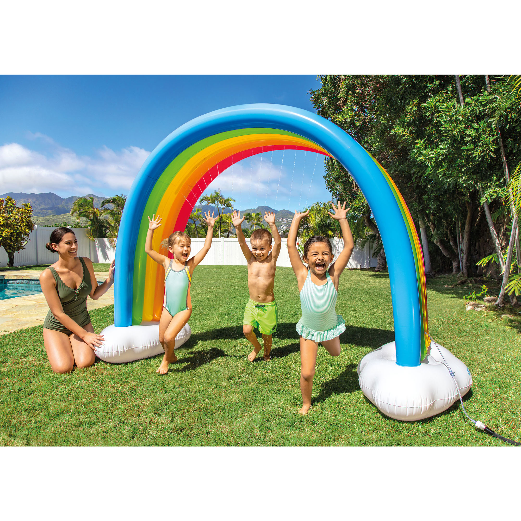 rainbow sprinkler toys outdoor inflatable pools summer fun spray water toy