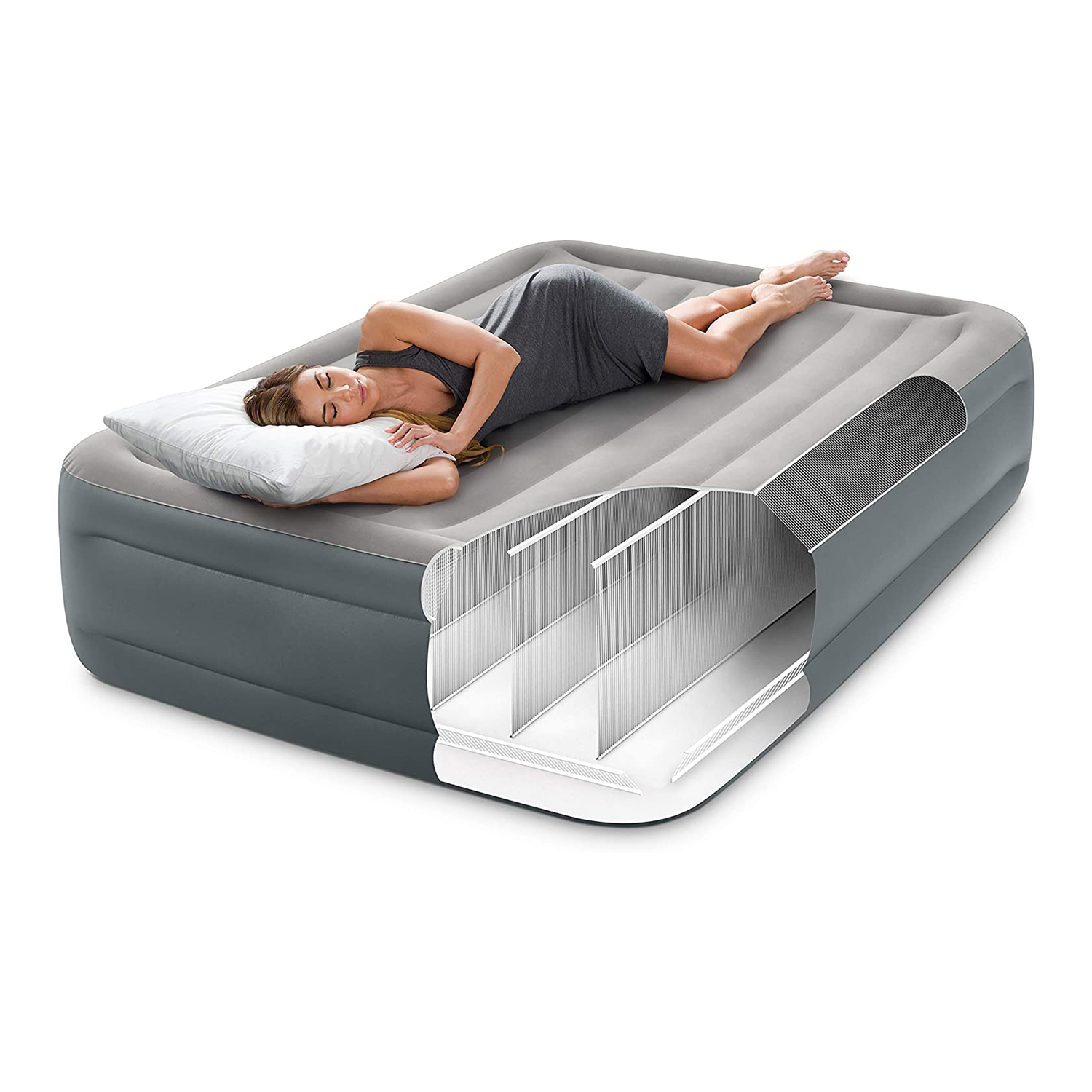 Intex Dura Beam Essential Rest Blow Up Queen Mattress Air Bed With Built In Pump Ebay