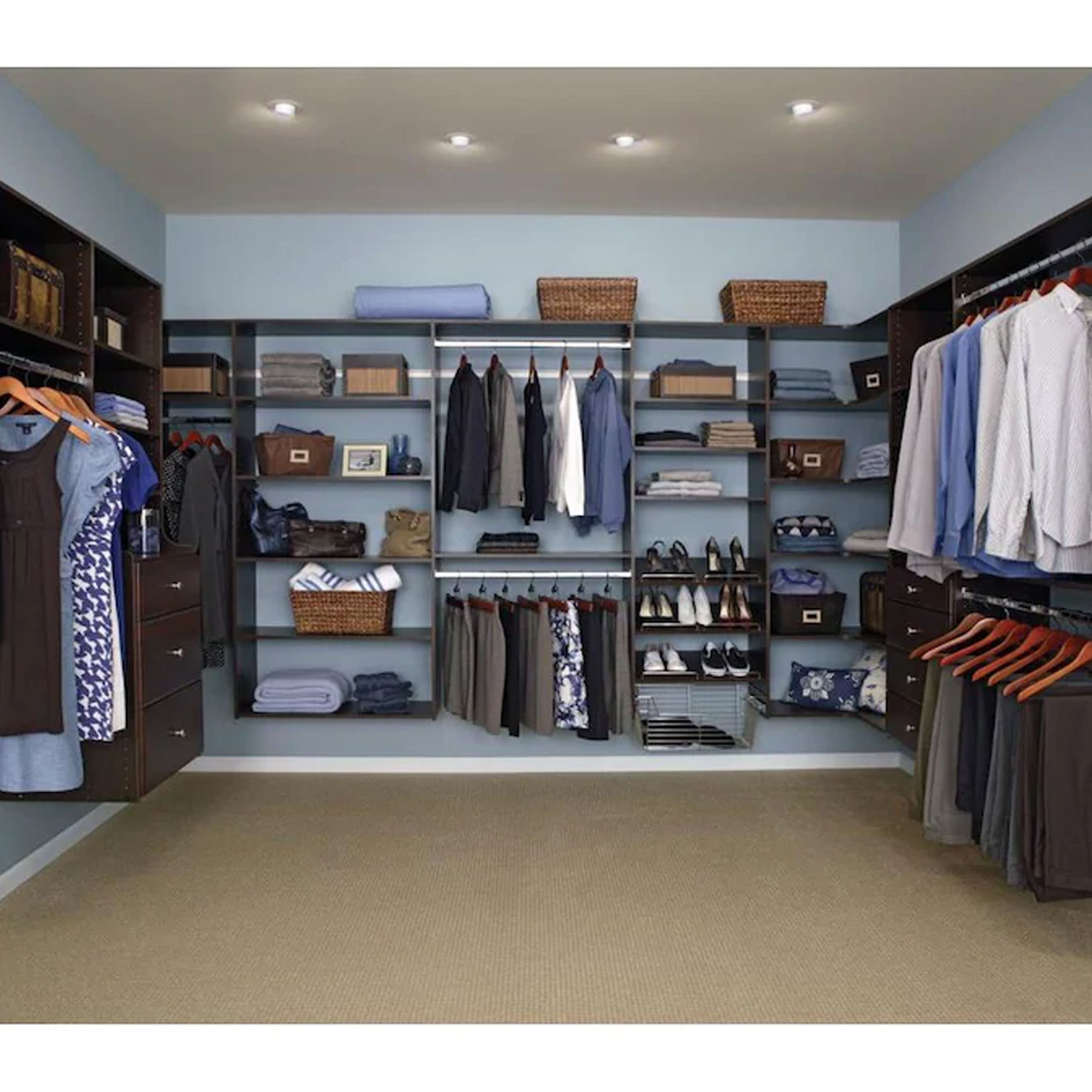 Easy Track Deluxe Starter Closet Storage Organizer System with Shelves