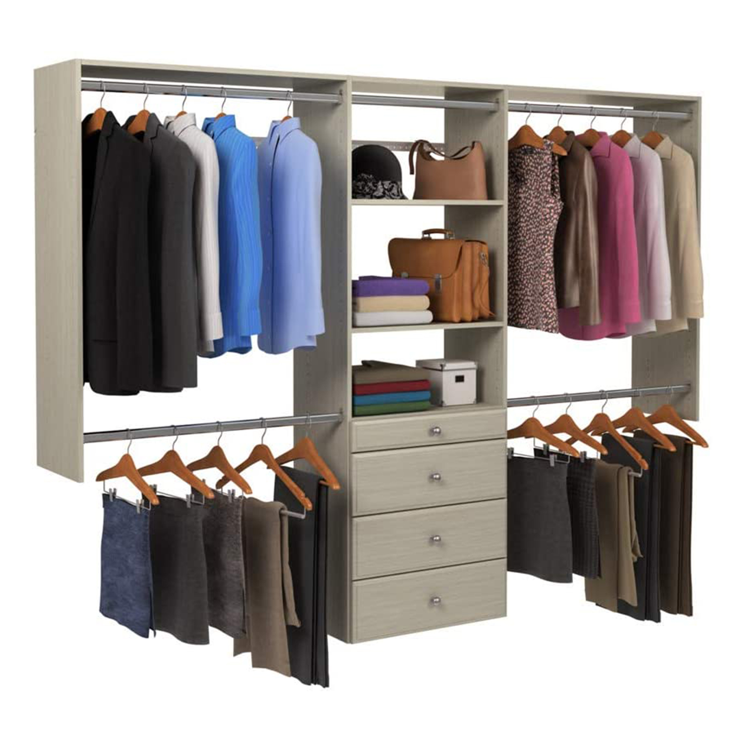 Easy Track Deluxe Tower Closet Storage Organizer with Shelves & Drawers