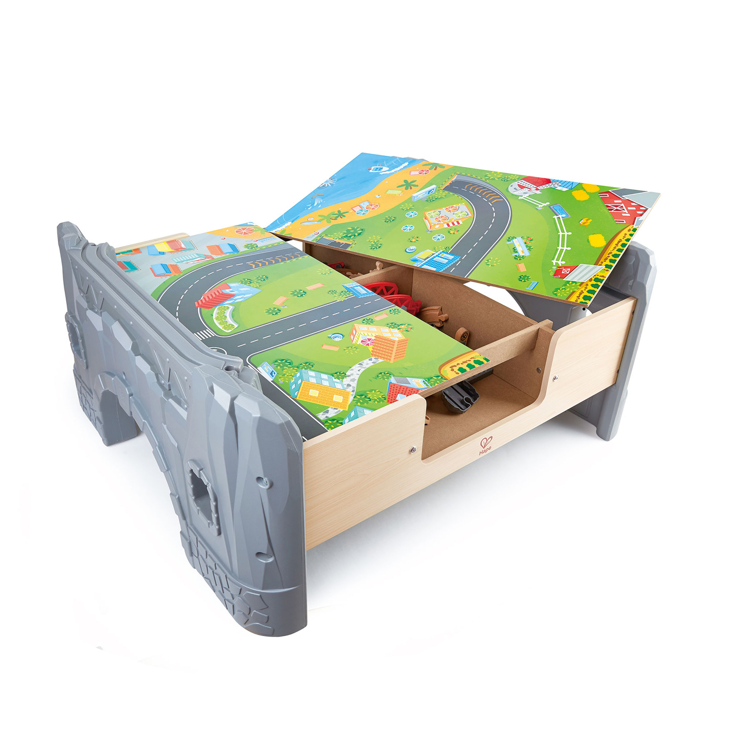 reversible wooden city and train table