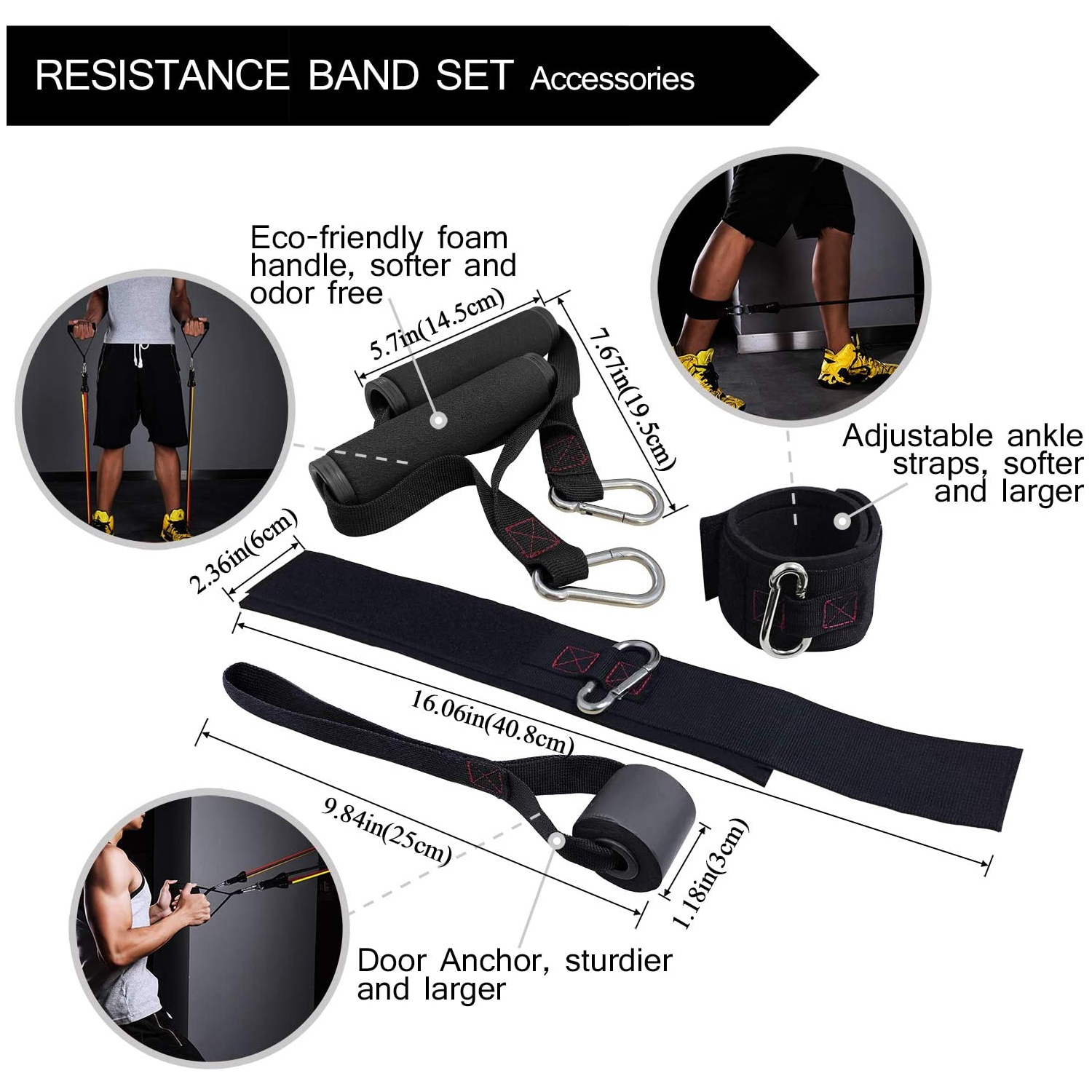 The Fit Life Resistance Band 110lb Max Workout Set with 5 Bands and 2 ...