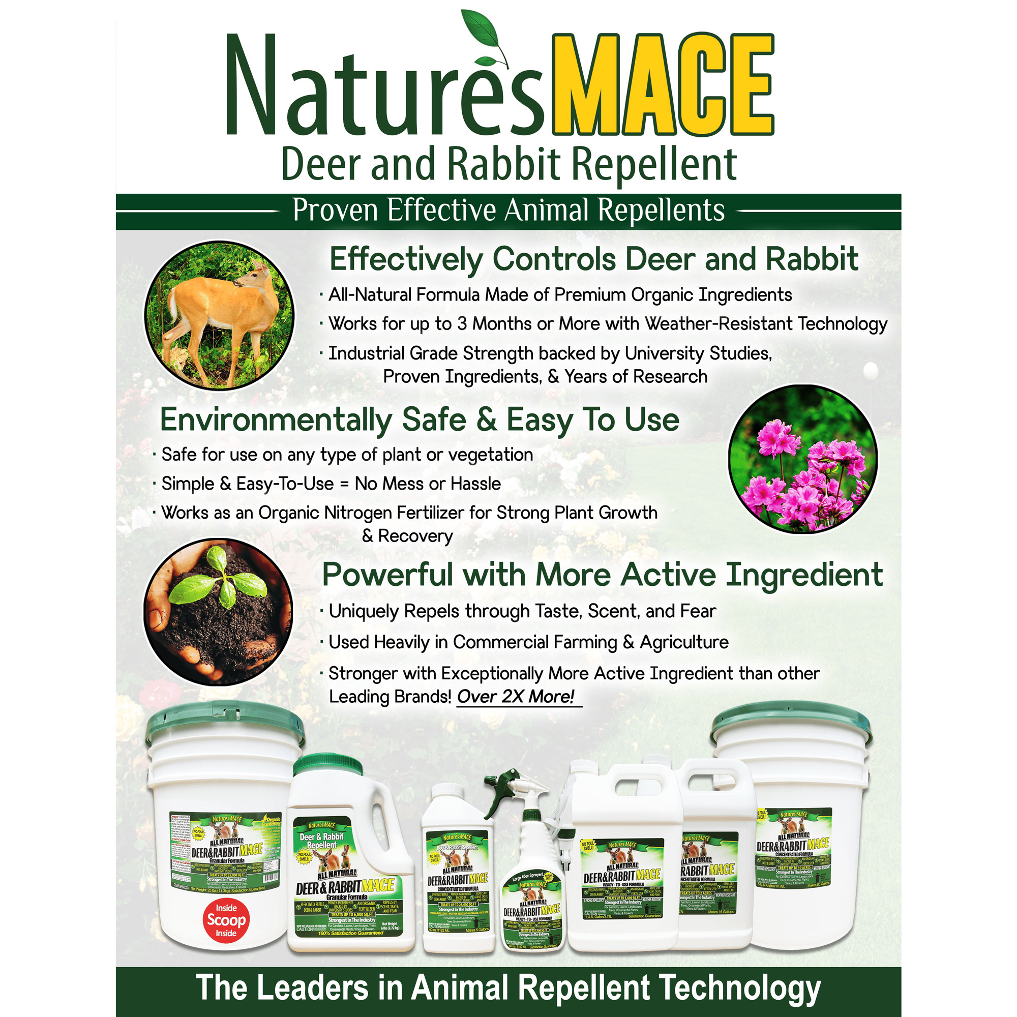 Nature's Mace 40 Oz Deer/Rabbit Repellent Animal Deterrent Concentrate Nature's Mace Deer & Rabbit Repellent