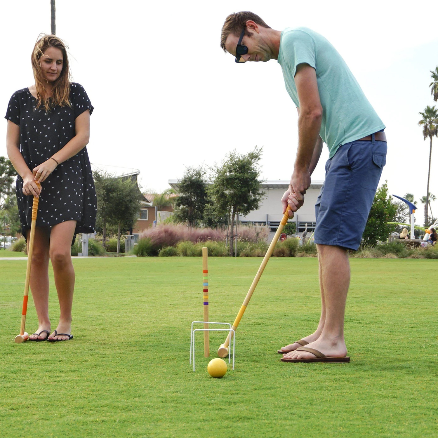 GoSports Deluxe Backyard Outdoor Lawn Kid & Adult Croquet Game Set for