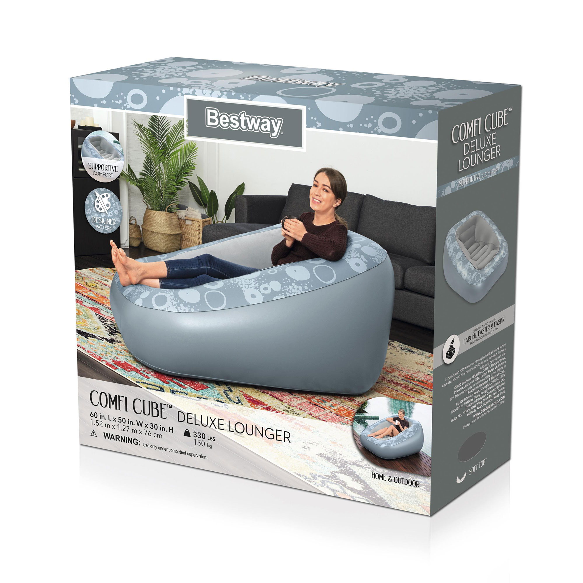 Bestway Comfi Cube Deluxe Inflatable Indoor Gaming Lounger Chair