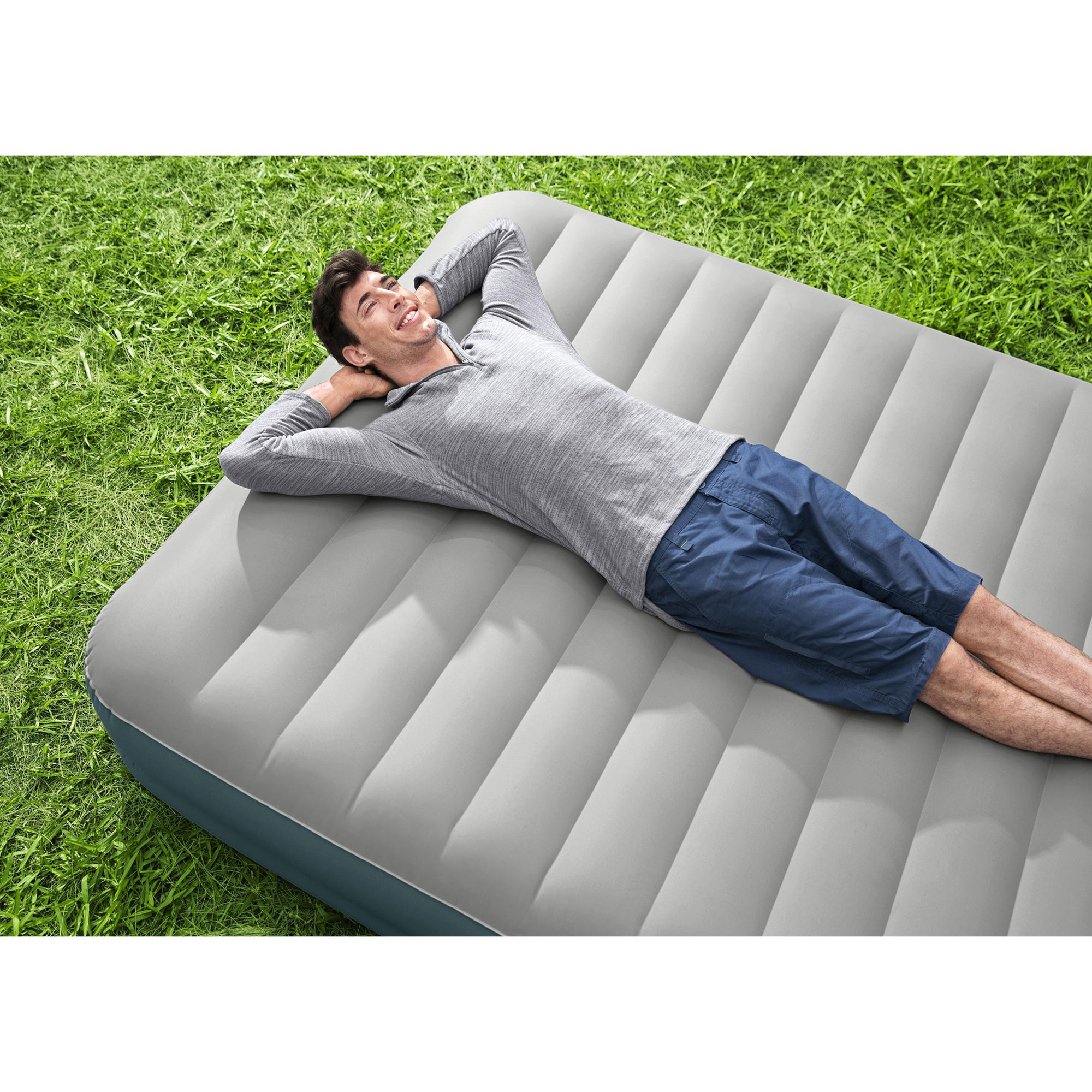 Bestway AlwayzAire Gray 14 Inch Air Mattress Bed with Rechargeable Pump