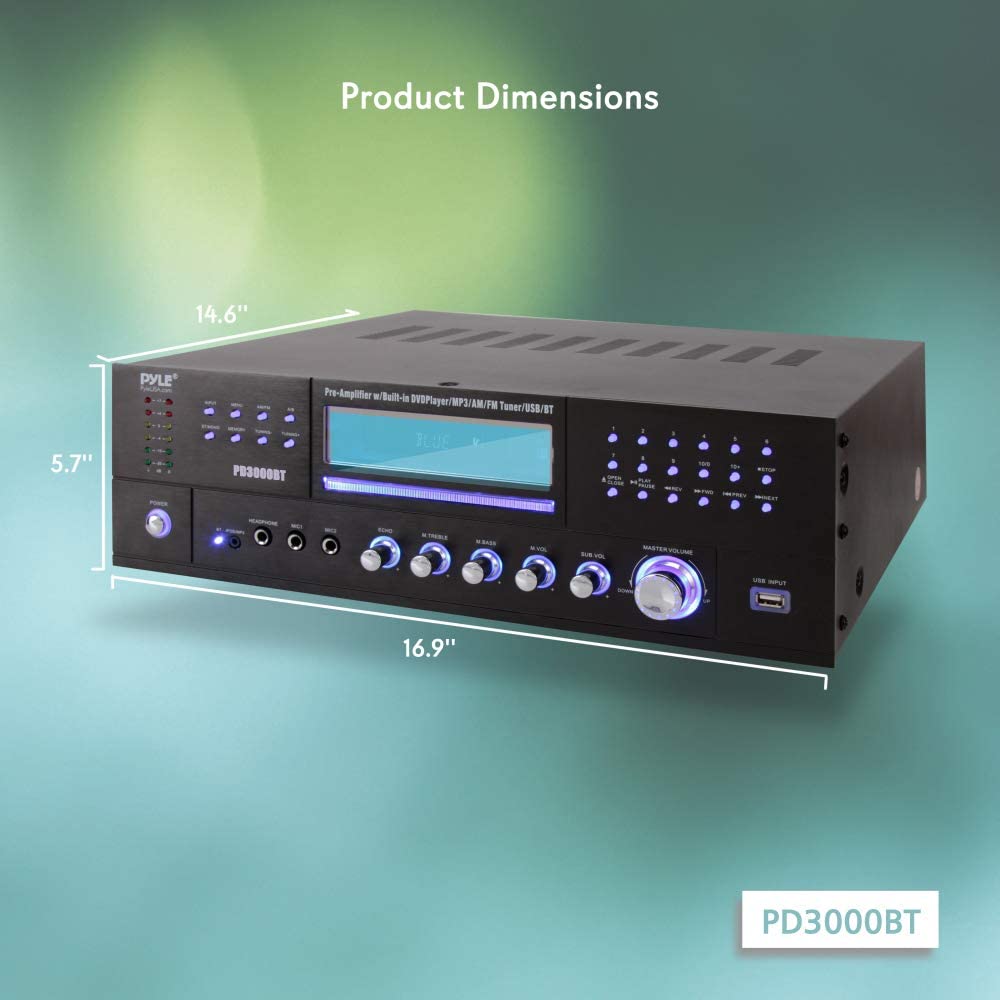 Pyle PD3000BT Bluetooth 4 Channel Home Theater Preamplifier Stereo