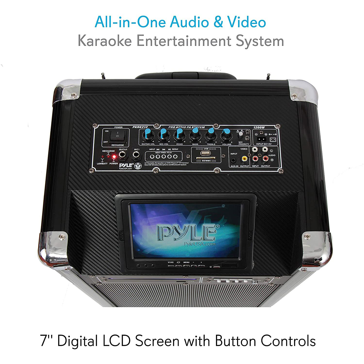 Pyle PKRK212 Versatile 1000 Watt Bluetooth Multimedia Vibe Karaoke