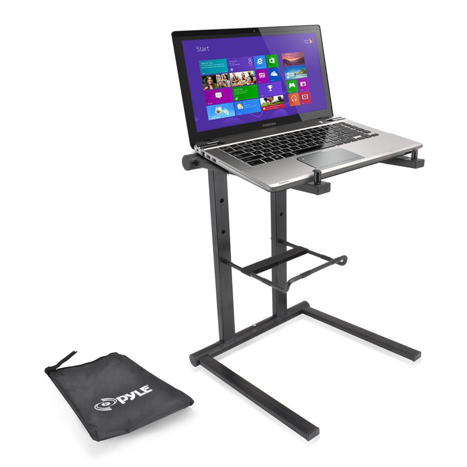 Pyle Universal Foldable Professional DJ Laptop Stand w/ Accessory Tray