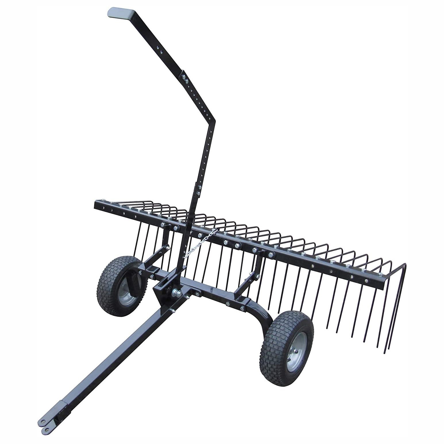 Yard Tuff 72 Inch Durable Spring Steel Pine Straw Rake With Wheels