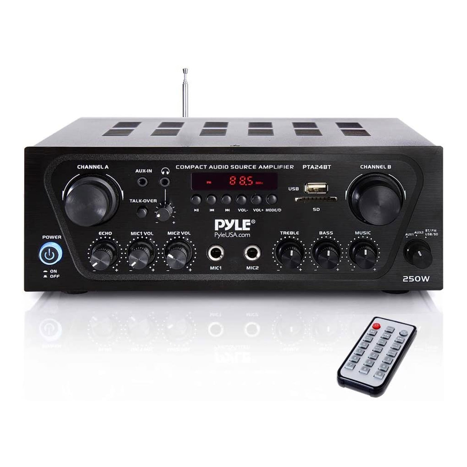 Pyle Pta24bt Bluetooth Home Audio 250 Watt 2 Channel Amplifier Stereo