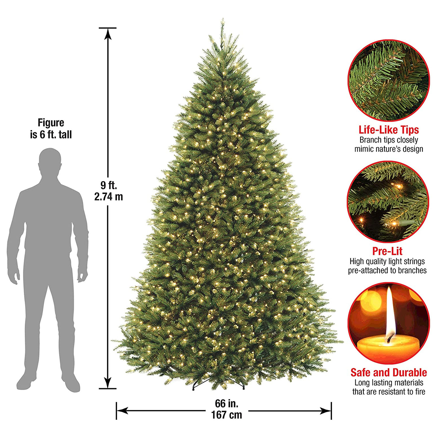 National Tree Company 9 Foot Christmas Tree with Multicolor Lights ...