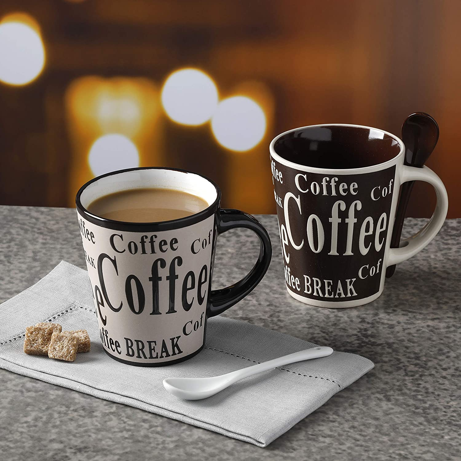 Gibson Mr. Coffee Dolce Cafe 4 Person 8 Piece Mug and Spoon Set (Open