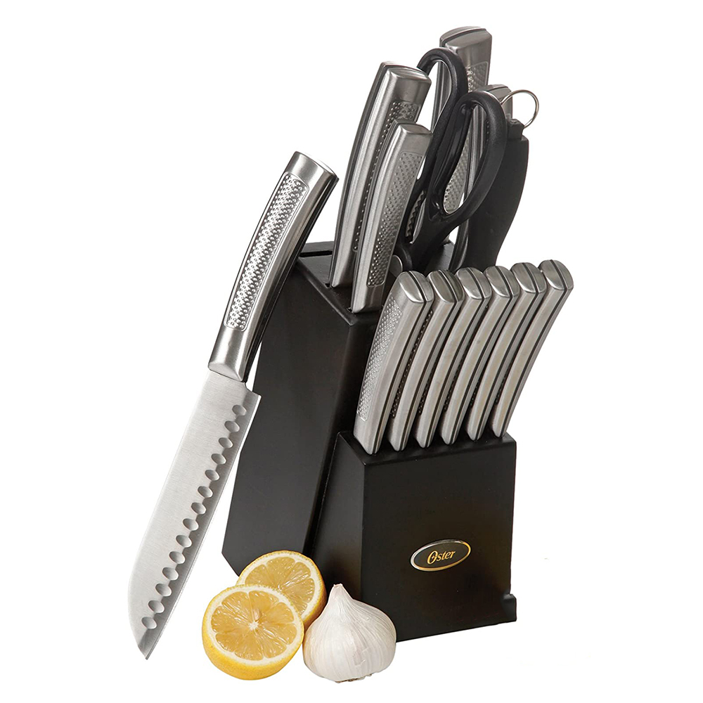 Oster Wellisford Stainless Steel Kitchen Knife Cutlery Set with Block