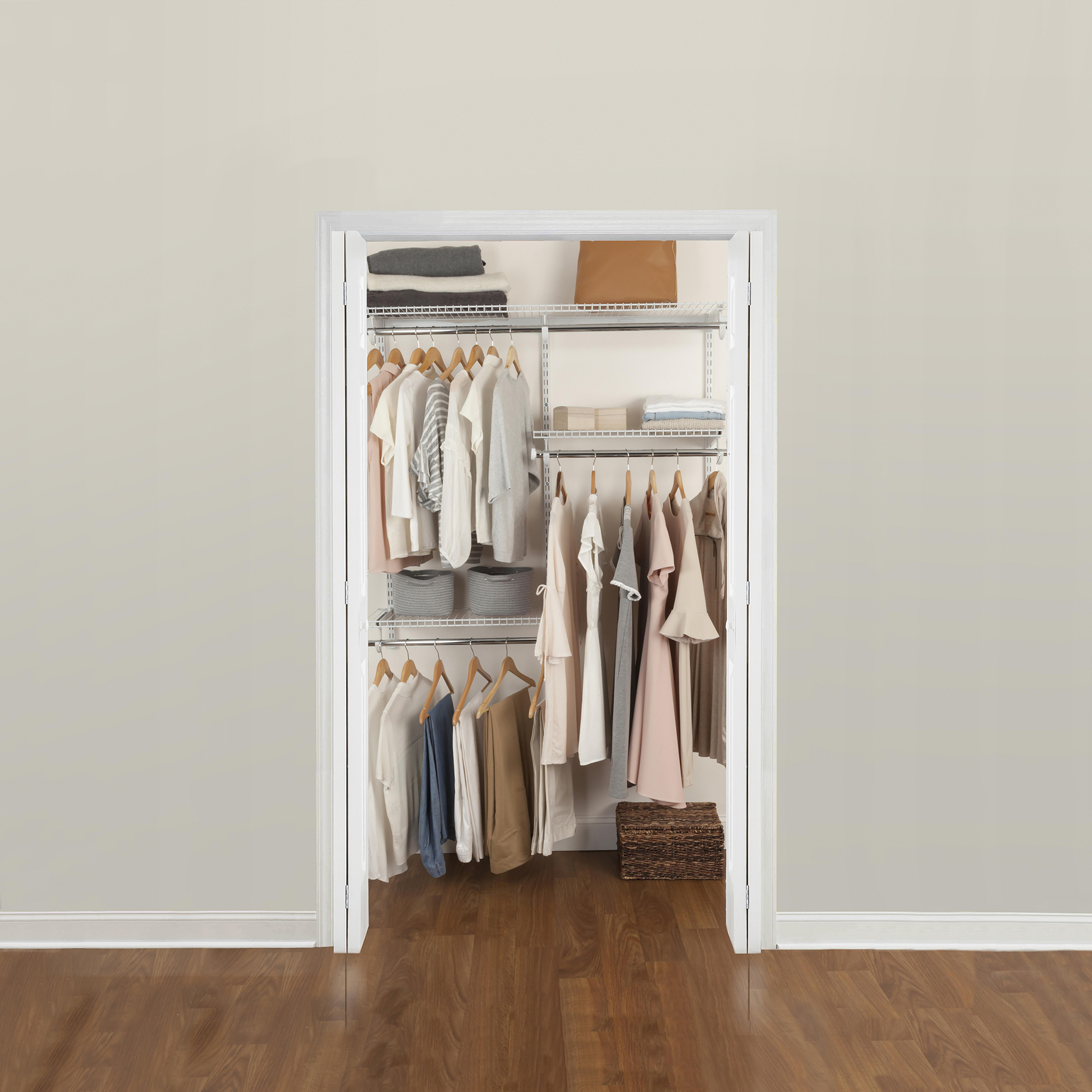 Rubbermaid FastTrack 4'to 8'Wide Wire Closet Storage Kit,White(Open Box