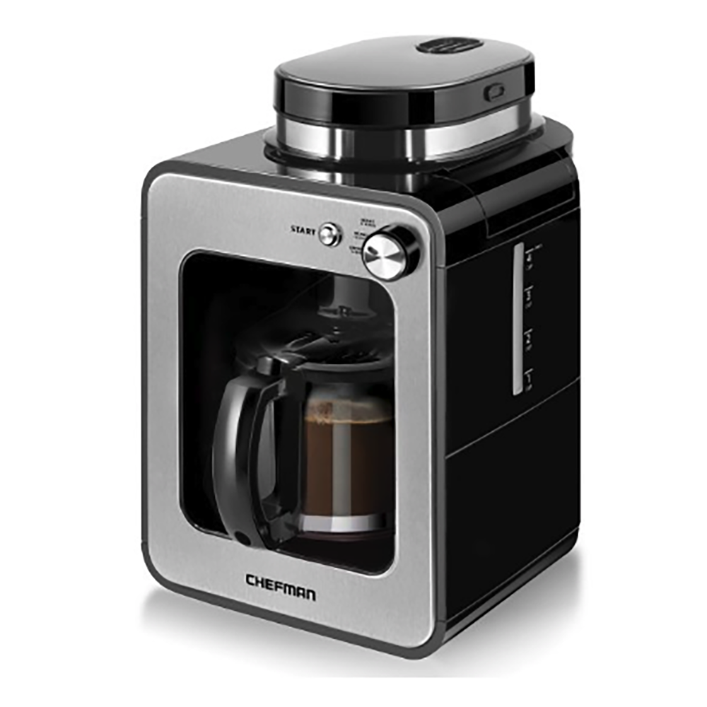 Chefman 4-Cup Compact Coffee Maker and Grinder, Stainless ...
