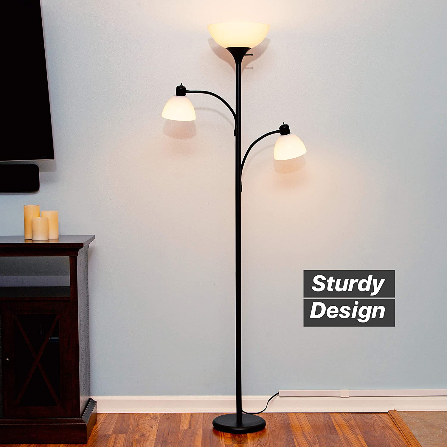 Brightech Sky Dome Double LED Torchiere 72 Inch Floor Lamp w/ 2 Reading