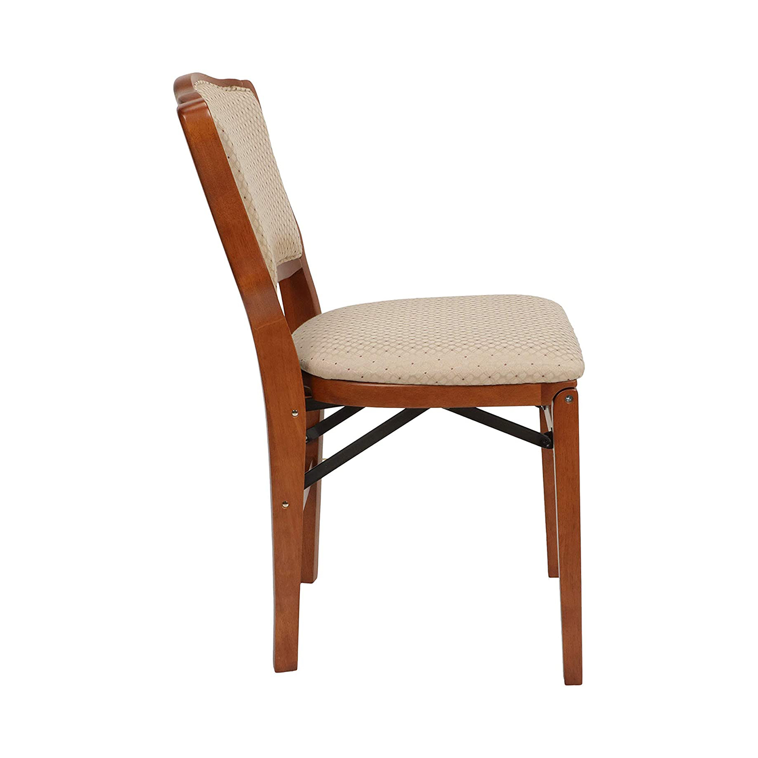MECO Stakmore French Fabric Upholstered Seat Folding Chair Set, Cherry