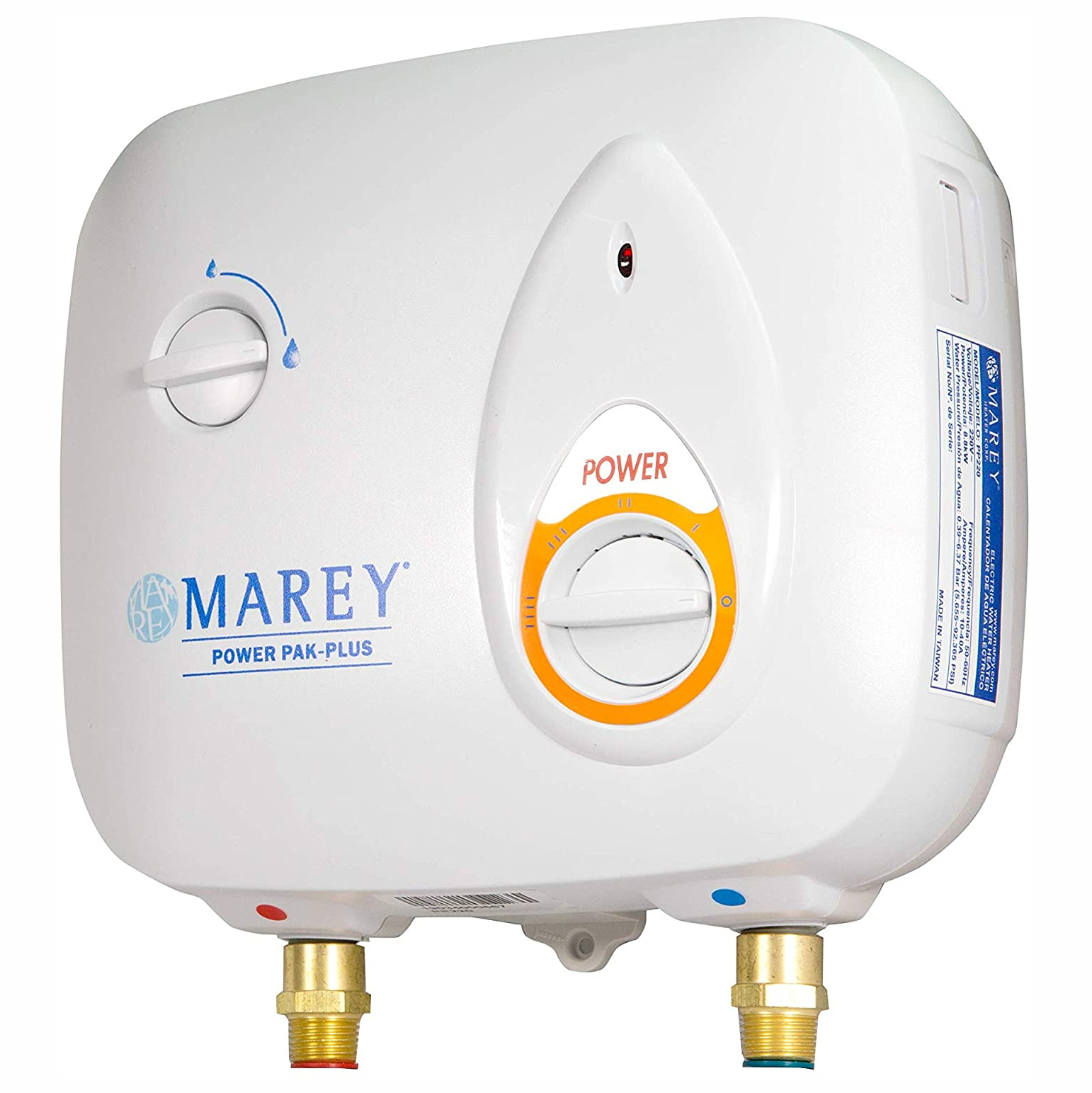 Marey Power 2.0 GPM 220 Volt Tankless Water Heater Power Pak, White