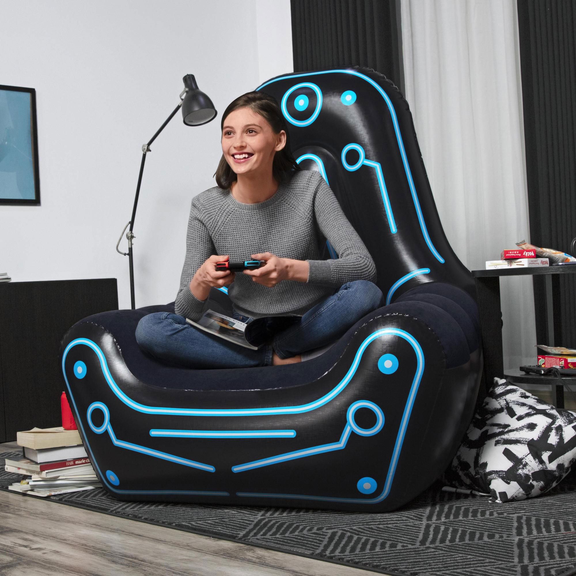 Bestway Mainframe Comfy Inflatable Lounger Gaming Chair for Kids/Adults