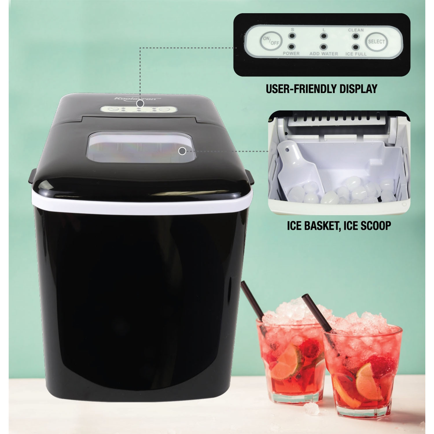 Koolatron Countertop Portable Auto Ice Maker Machine, 26 Pound Capacity