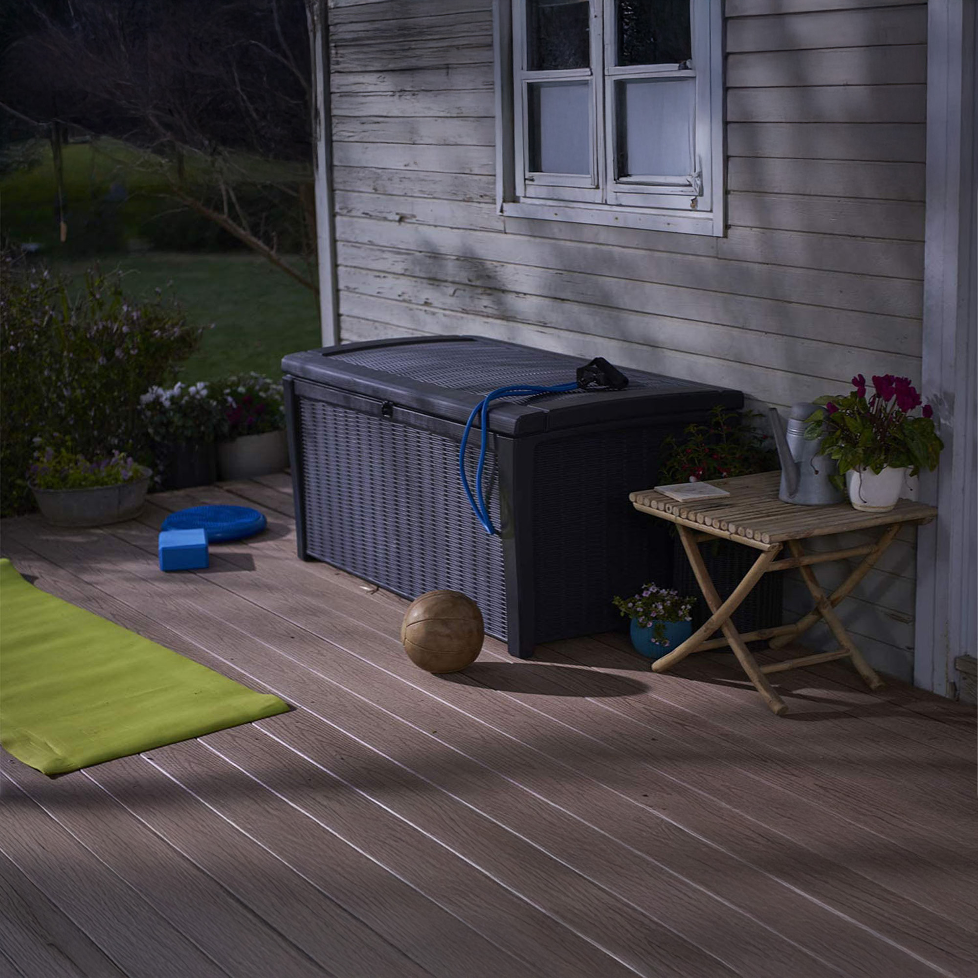 Keter Borneo Outdoor Deck Storage Box Bin for Patio Furniture, 110