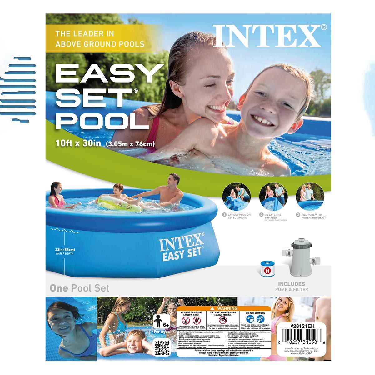 Intex 10'x2.5' Kid Swimming Pool w/Filter Pump & Cleaning Maintenance Kit - Picture 8 of 12