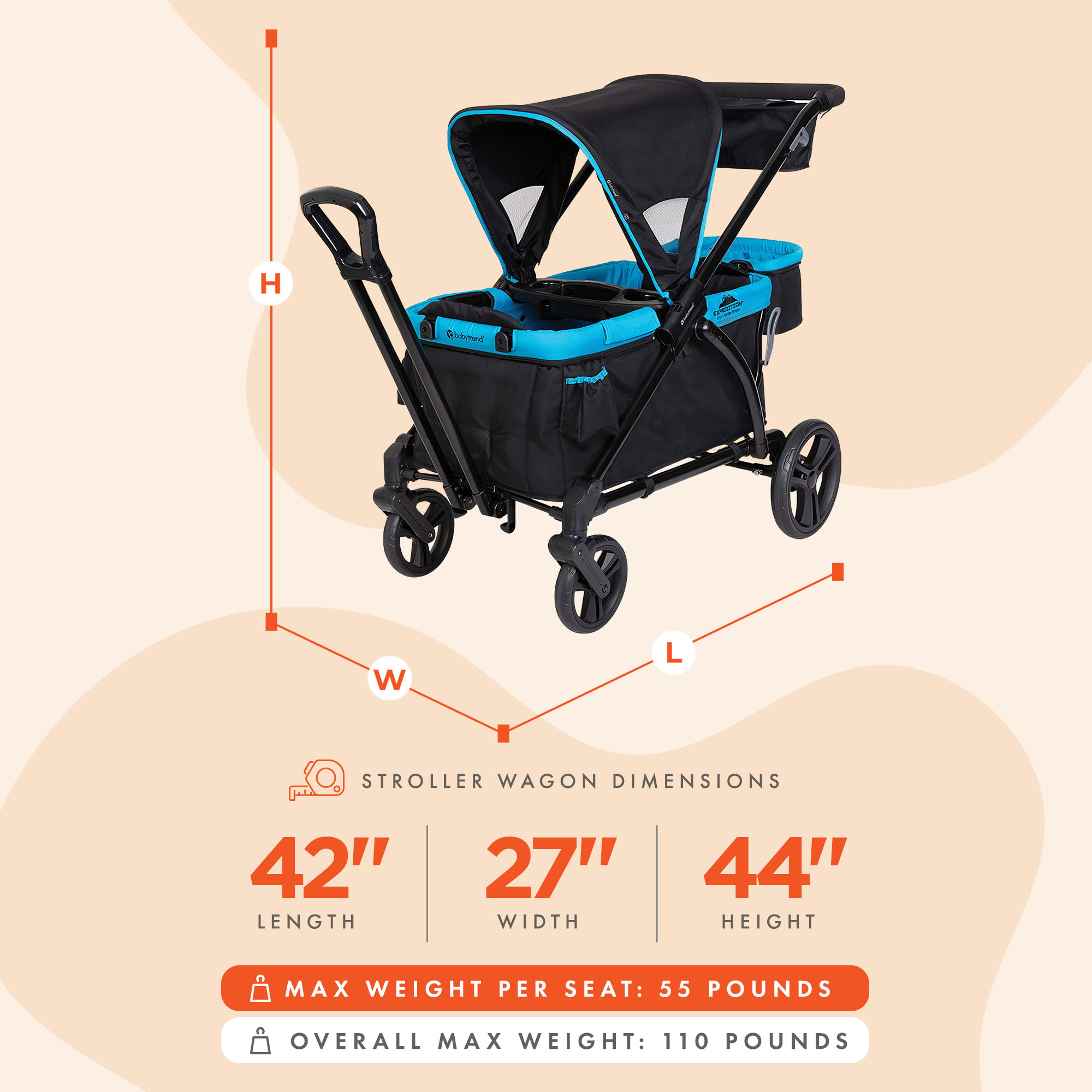 Baby Trend Kids Expedition 2-in-1 Stroller Wagon Plus - Ultra Marine