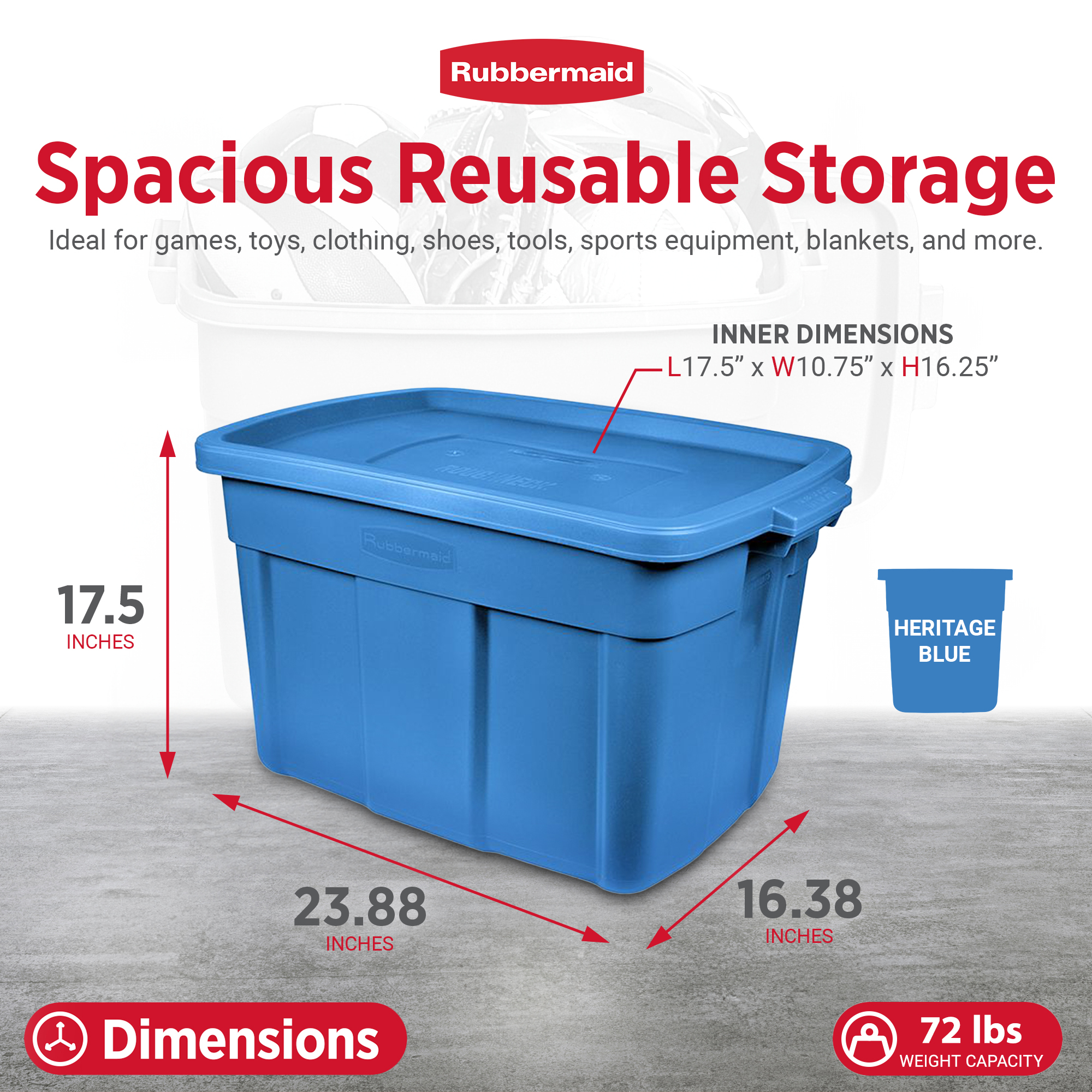 その他 Rubbermaid RoughneckStorage Box, 18 gal Rubbermaid 18 Gallon Tough Lids Storage Container Bin, Roughneck