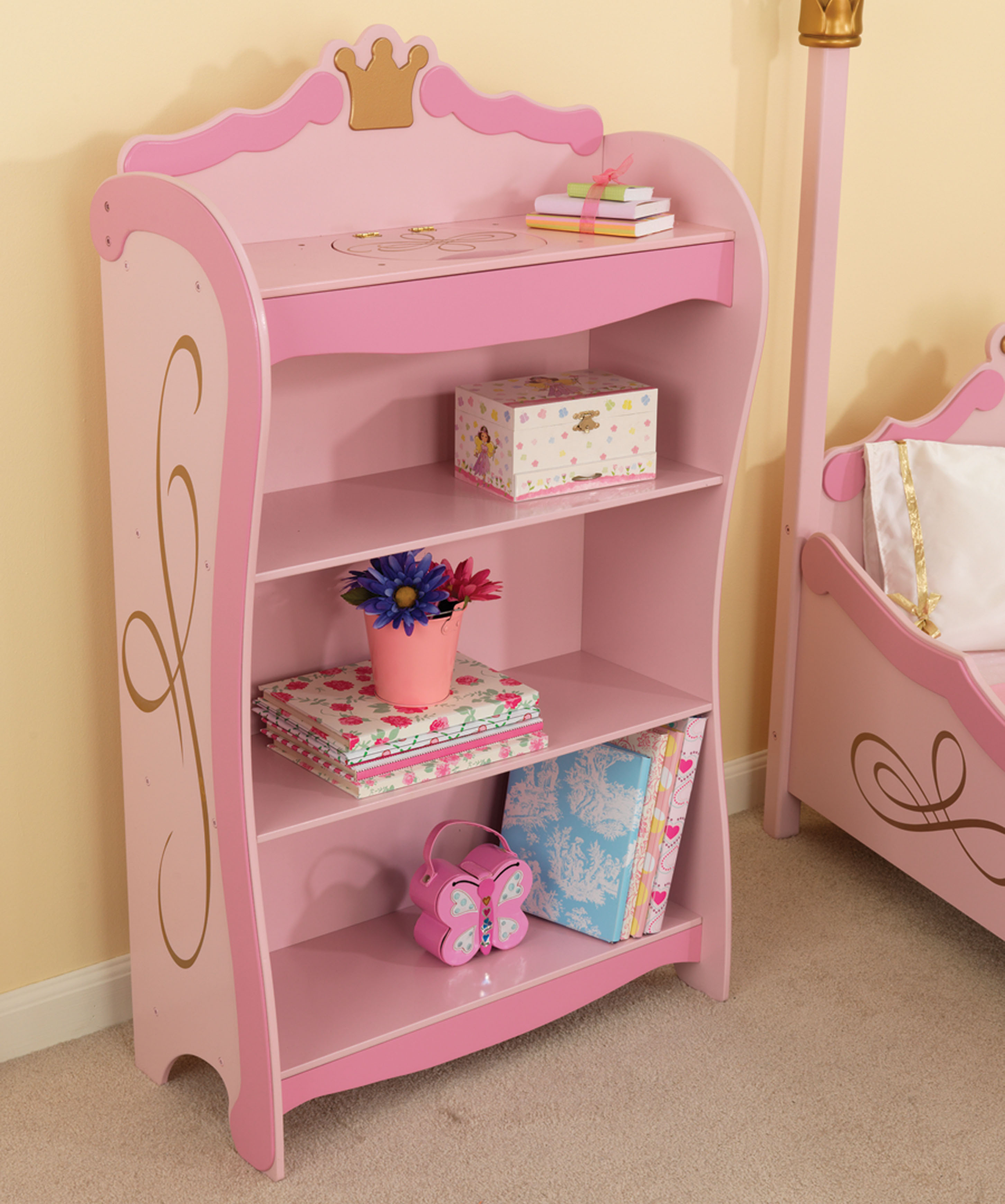 KidKraft Wooden Princess Toddler Bookcase Shelf Pink eBay