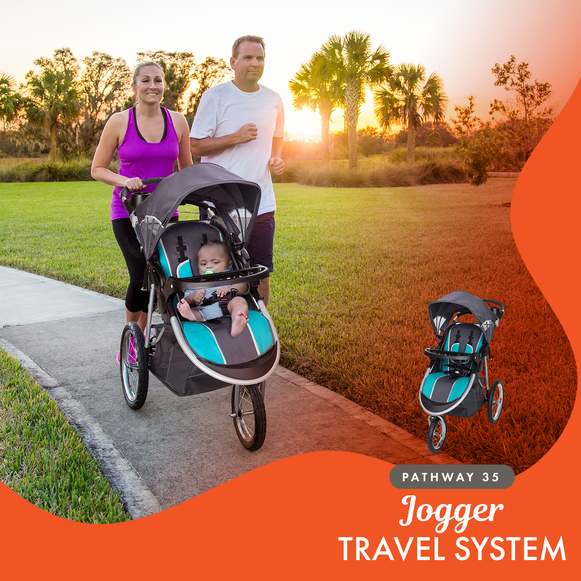 Baby Trend Pathway 35 Jogger Infant Baby Jogger Stroller Travel System,  Teal | eBay
