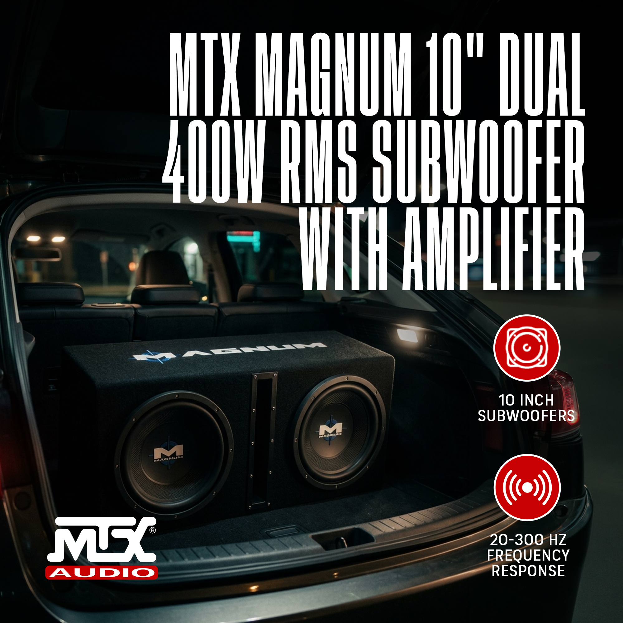 MTX Magnum MB210SP 10-Inch 400W RMS Dual Loaded Subwoofer Sub Box