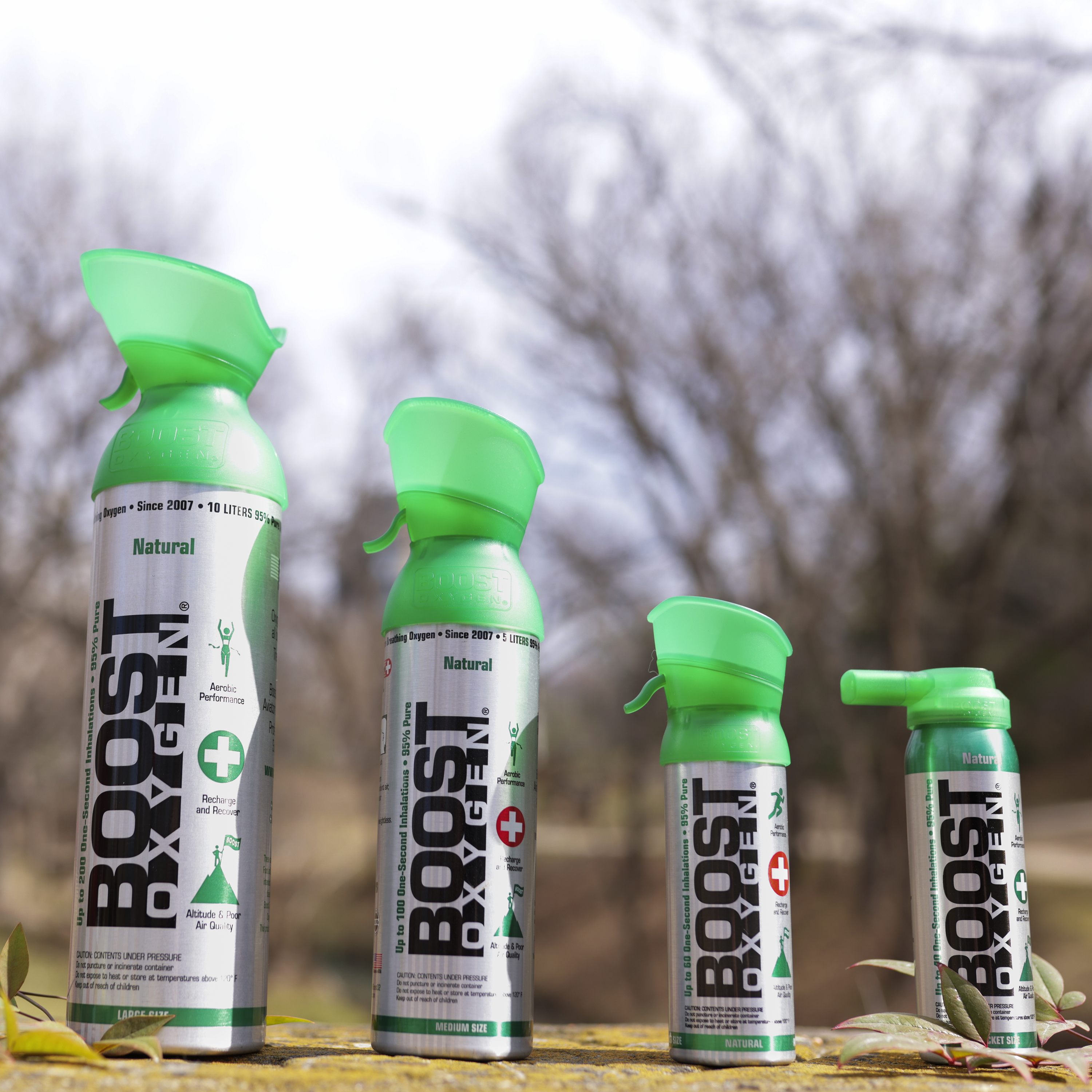 Boost Oxygen 3 Liter Pocket Sized Canned Oxygen Bottles w/Mouthpieces, 4 Flavors