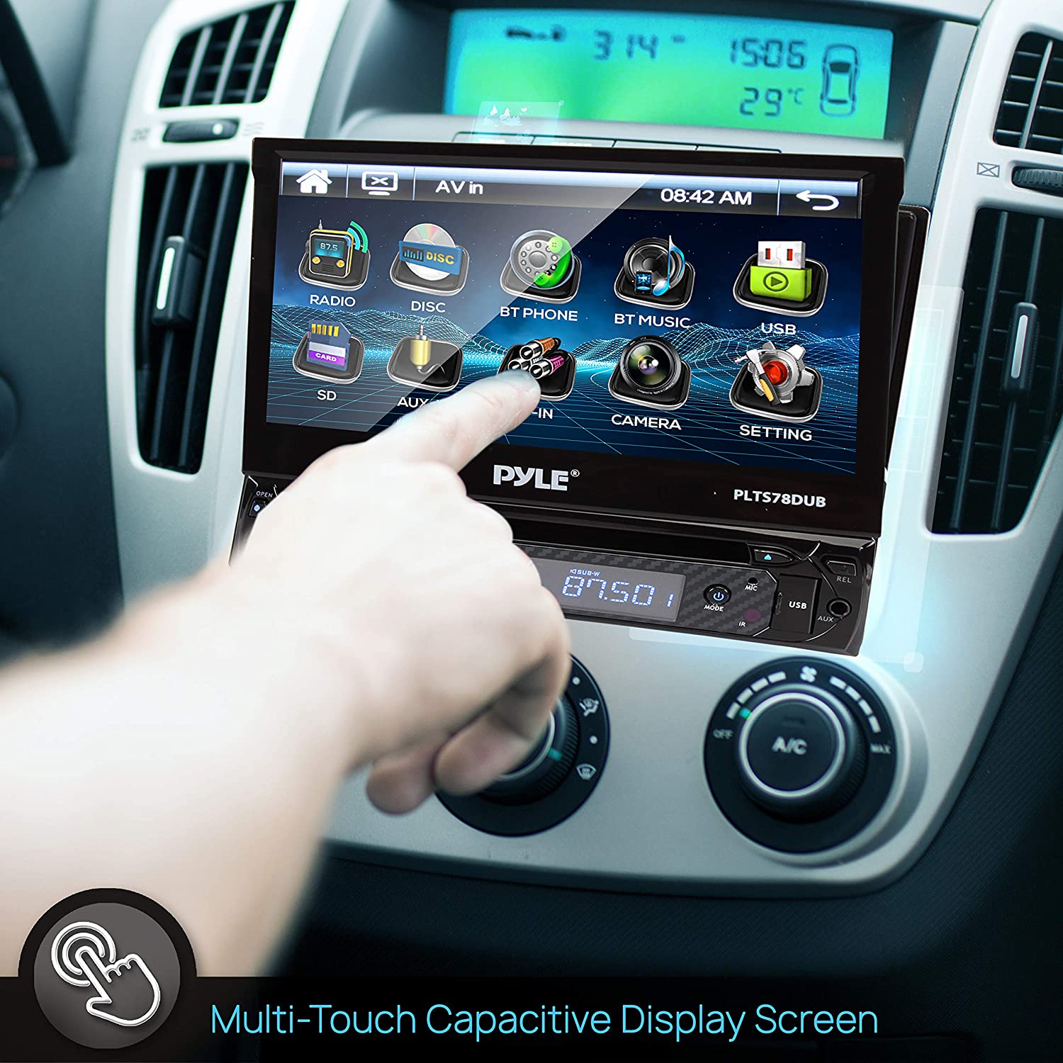 Pyle PLTS78DUB 7" TOUCH SCREEN CD/DVD/MP3 Car Player w/ AUX Receiver