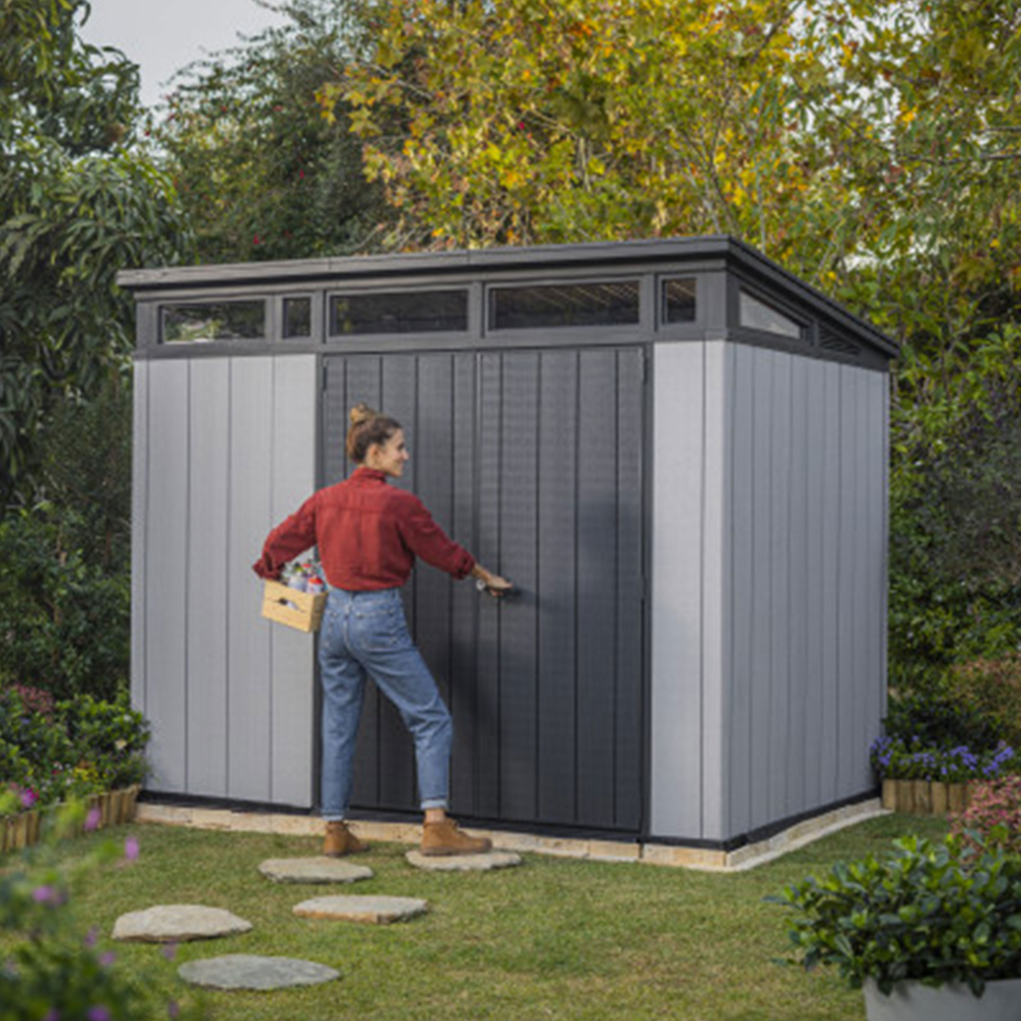 Keter Artisan 9x7 Foot Large Outdoor Shed with Floor with Modern